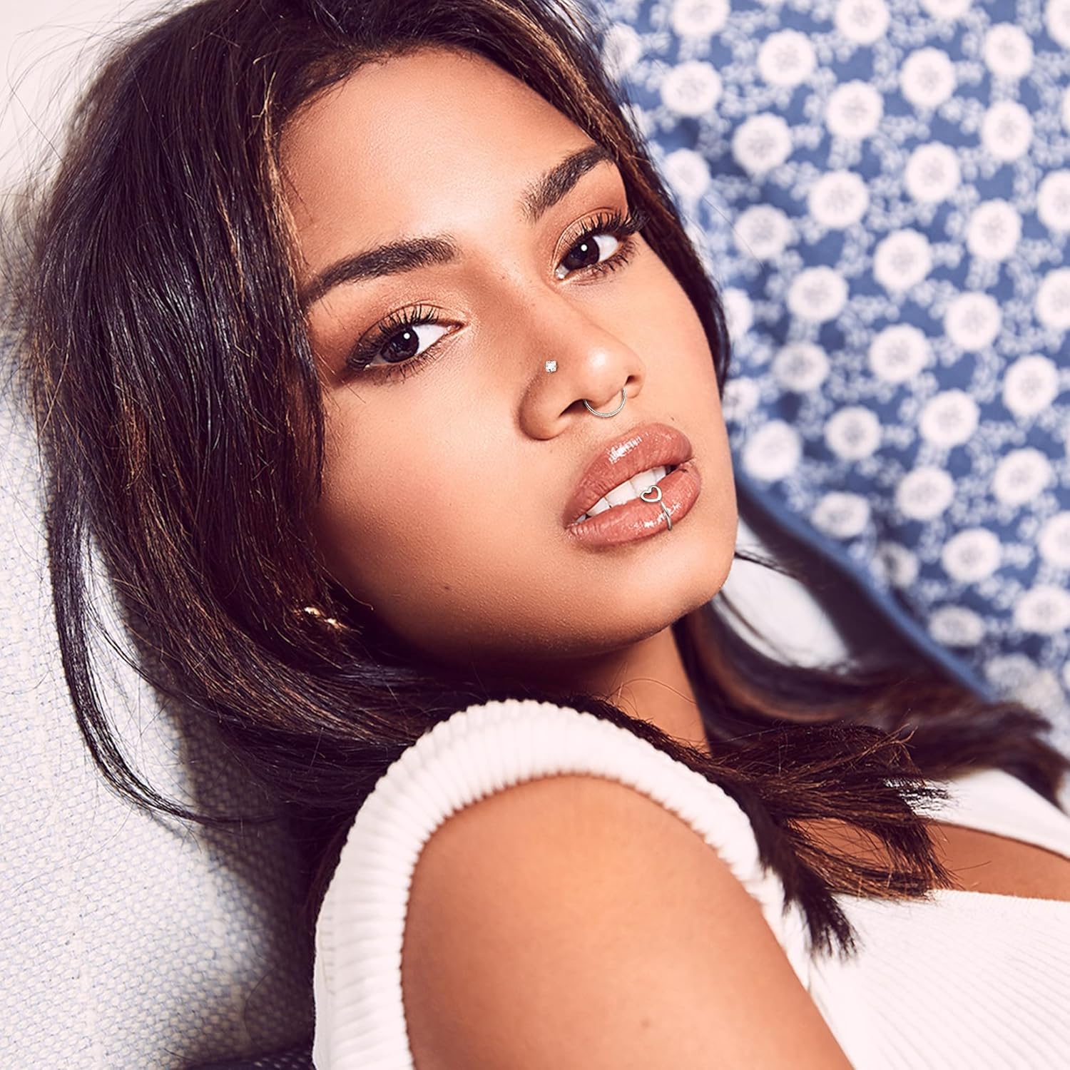 FINREZIO 34PCS 22g Nose Rings - Women & Men Surgical Steel Nose Piercings - Hoops, L-Shaped, Stud, Screw - Hypoallergenic Body Jewelry - Image 4