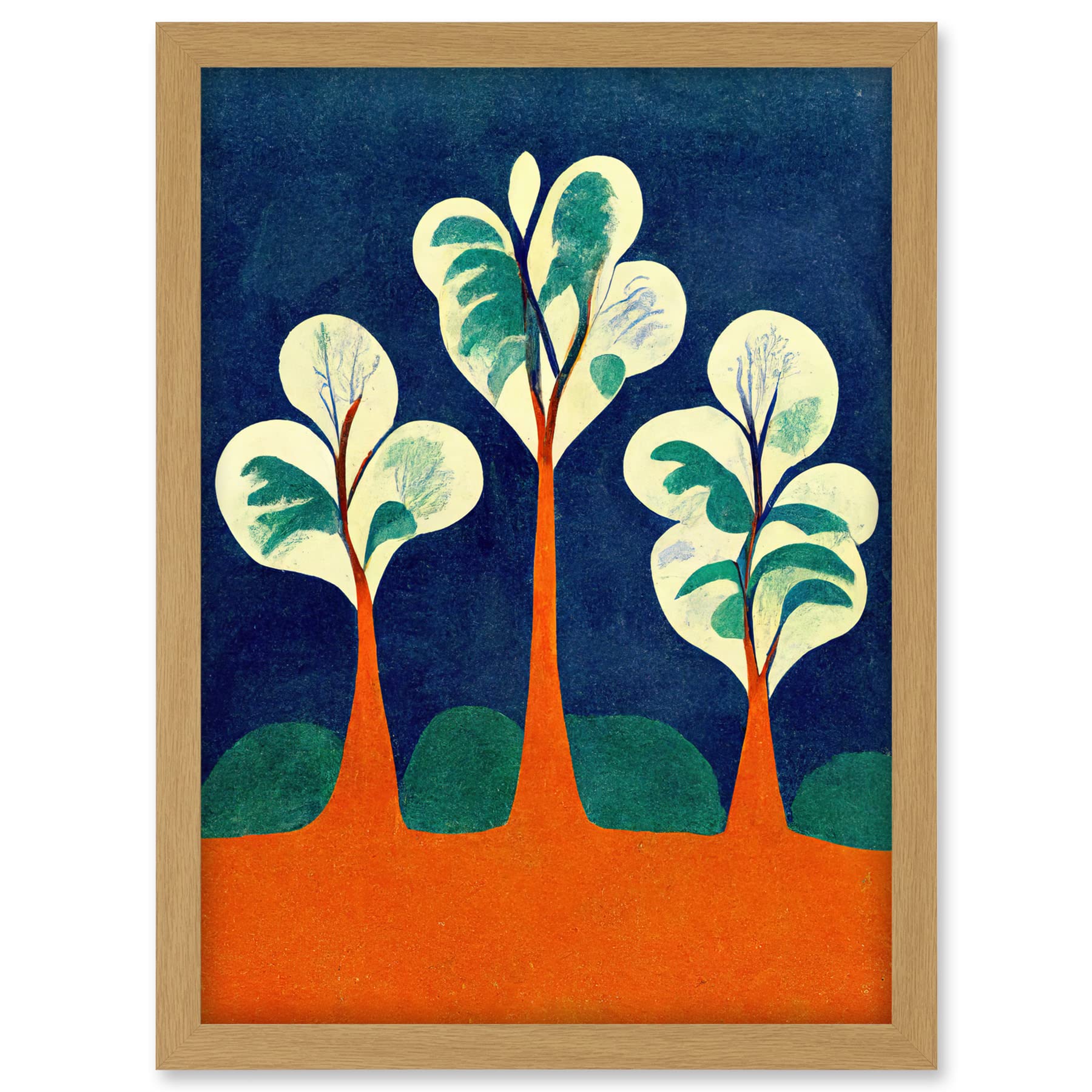 Doppelganger33 LTD Henri Matisse Style Trees Fauvist Orange And Blue Artwork Framed A3 Wall Art Print