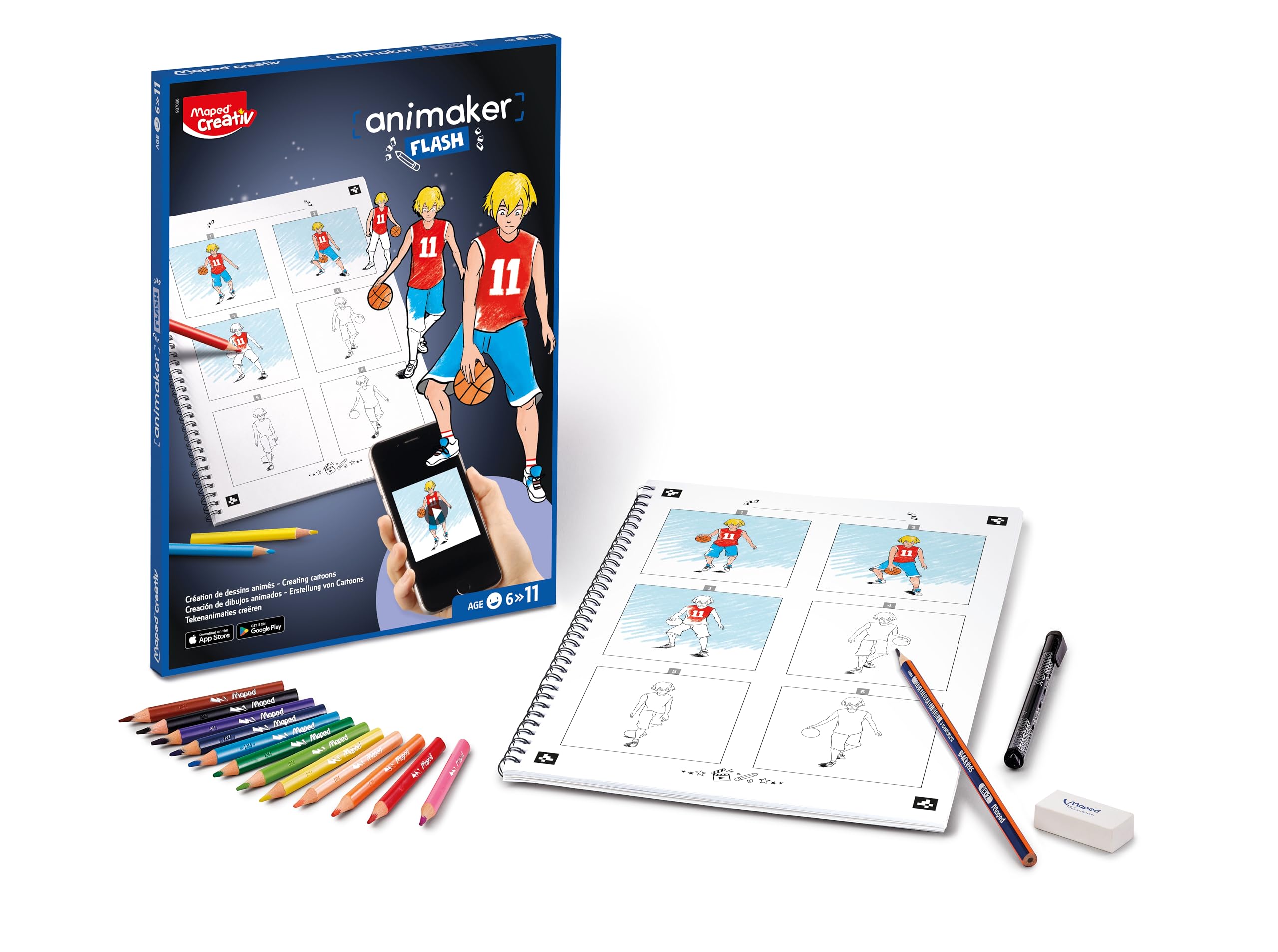 Maped Creativ Animaker Flip/Flash Set including Colouring Book and Pencils + Instructions for Animaker app (Flash Action) - Image 2