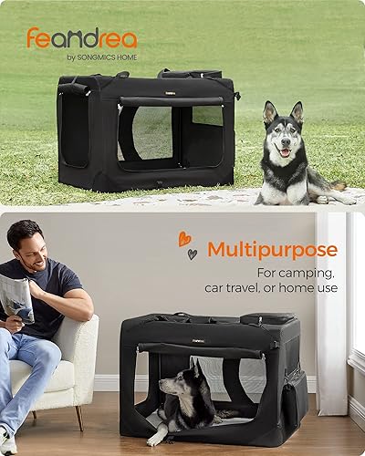 Miniatura 2 de Feandrea Jaula para perros, jaula plegable para mascotas, XXXL, jaula suave portátil para perros, tela Oxford, malla, marco de metal, con asa,