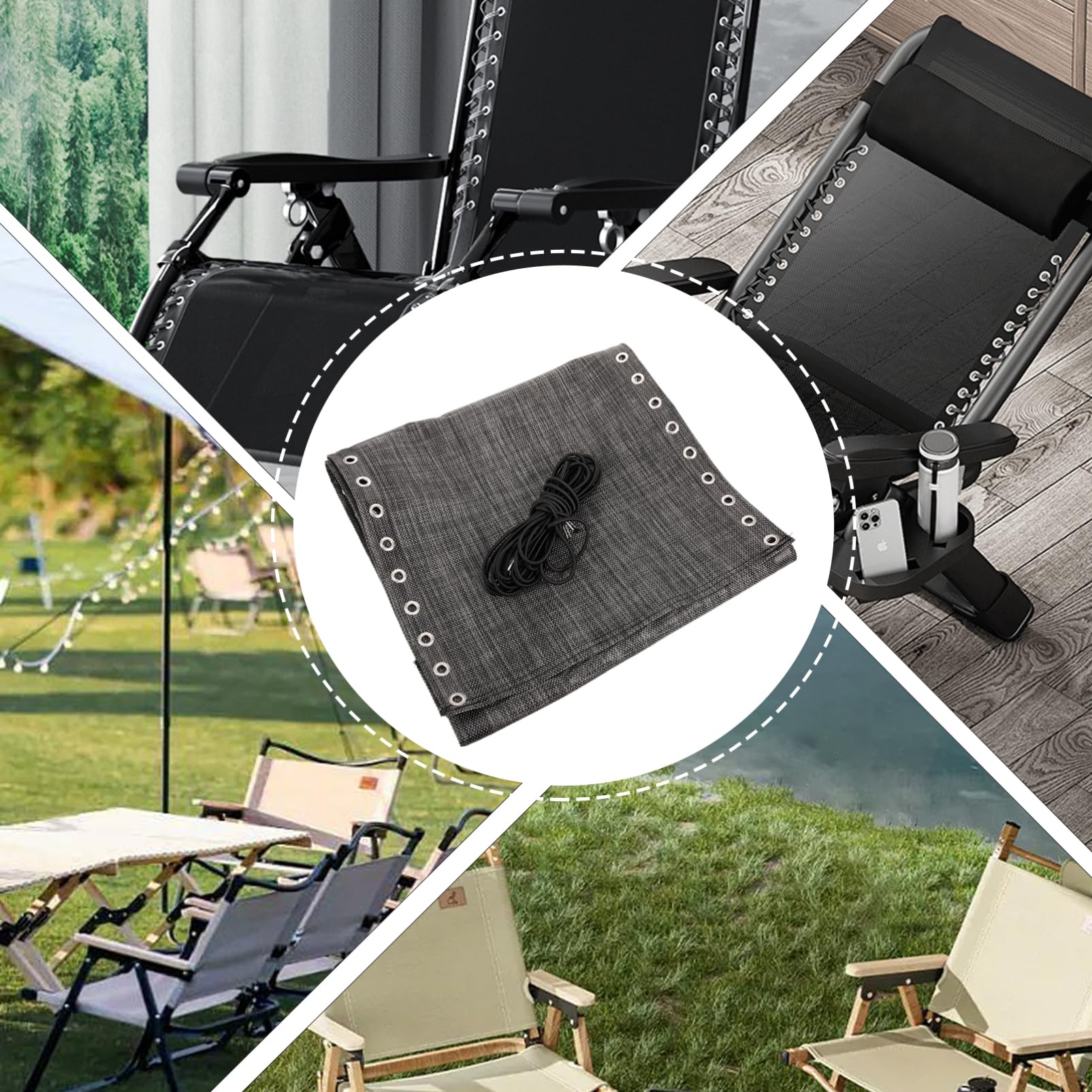 MOLUCKFU Sling Chair Replacement Patio Chaise Repair Fabric Lightweight Lounge Chairs Replacement Fabric