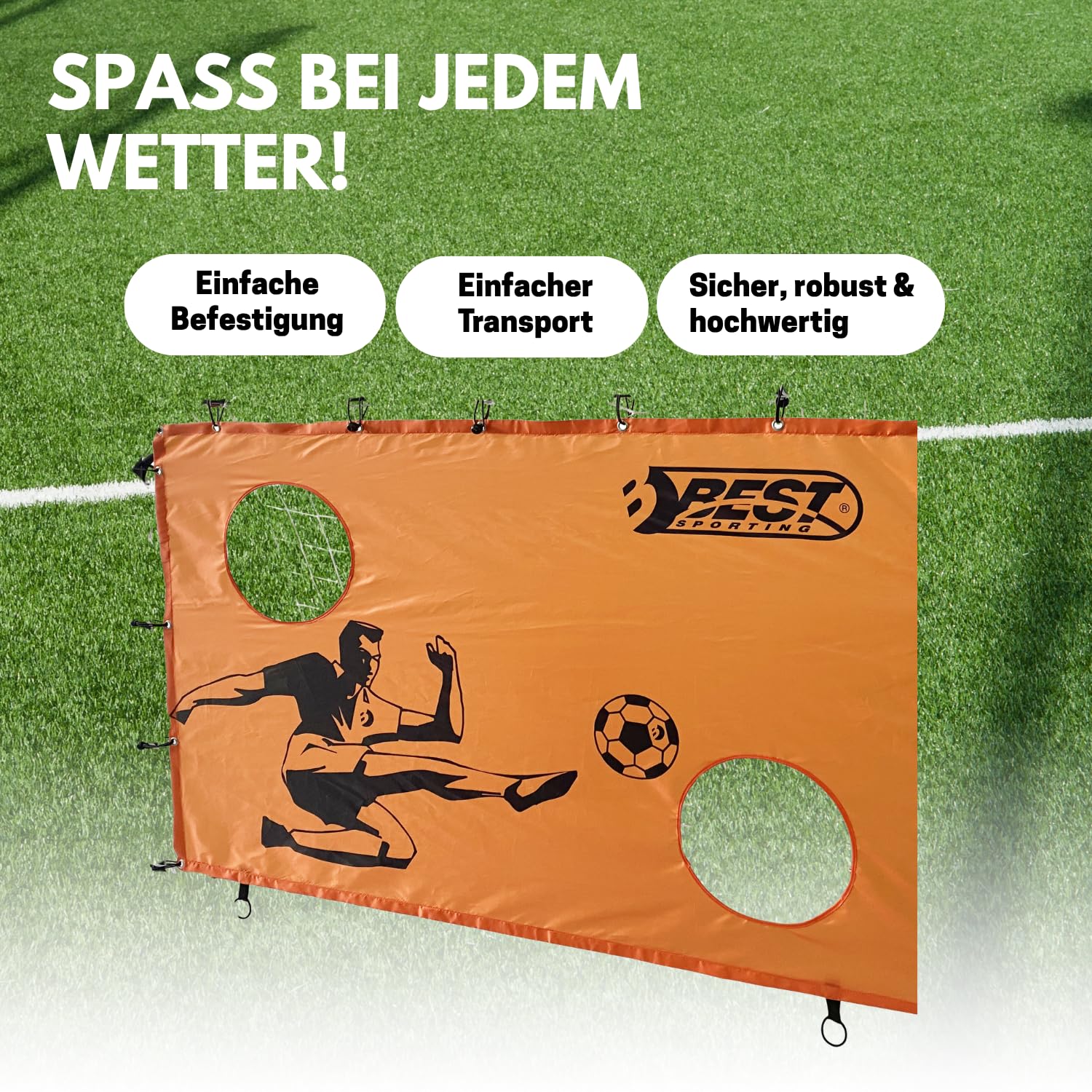 Best Sporting Torwand mit 2 Schusslöchern I Torschusswand 160 x 100 cm I Passend für Fußballtore mit 180 x 120 cm I Fußball-Trainingswand