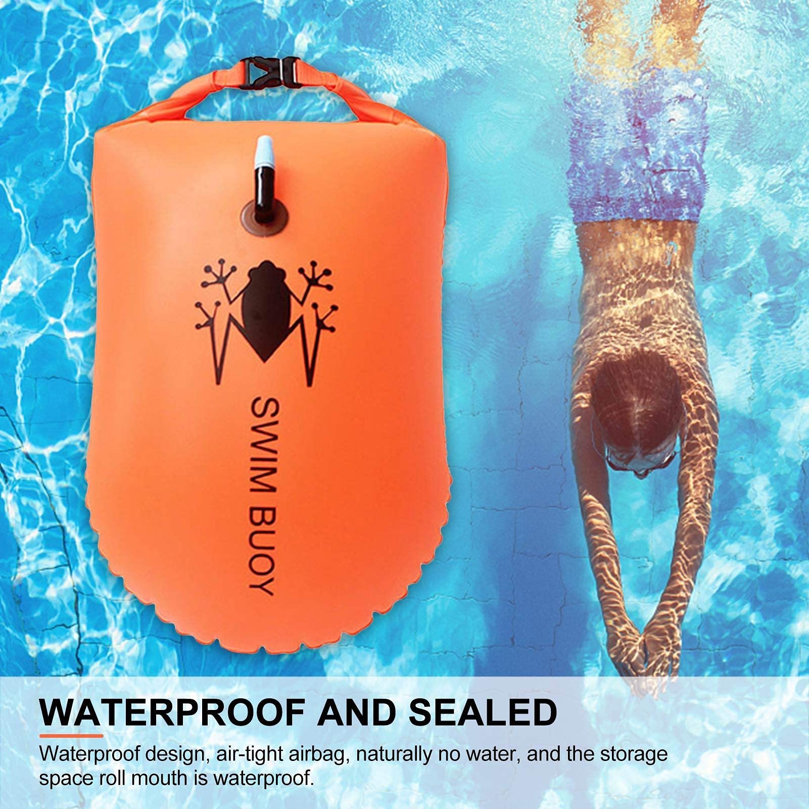 Swim Buoy,20L Swimming Tow Float and Drybag for Open Water Swimmers and Triathletes,Light and Visible Float for Safe Training and Racing