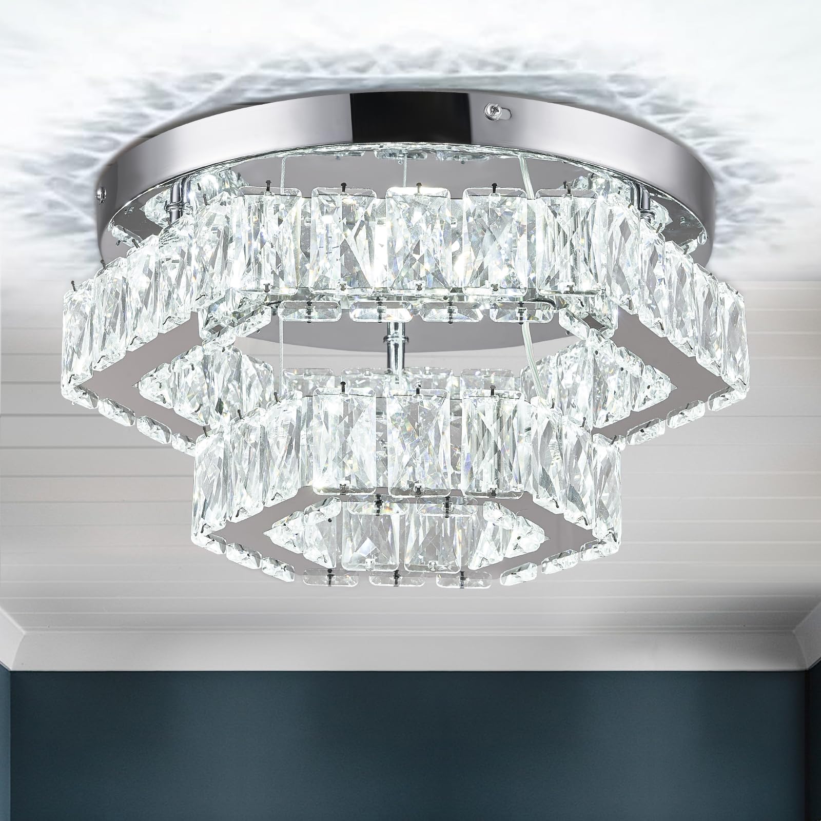 LEONTYNE 11.8 inch Crystal LED Ceiling Light Modern Crystal
