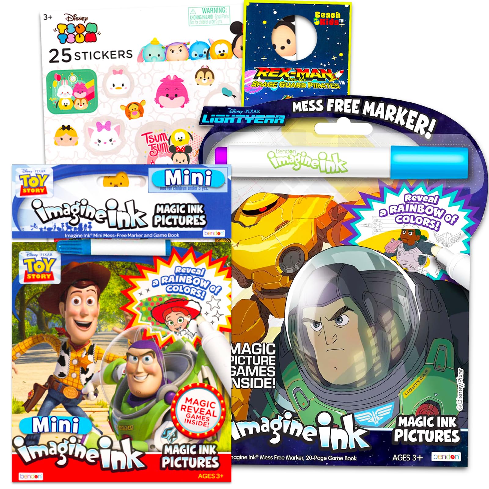 Disney Toy Story Lightyear Imagine Ink Coloring Book Set Kids, Toddlers - 2 Toy Story Mess-Free Activity Books with Stickers, and More!