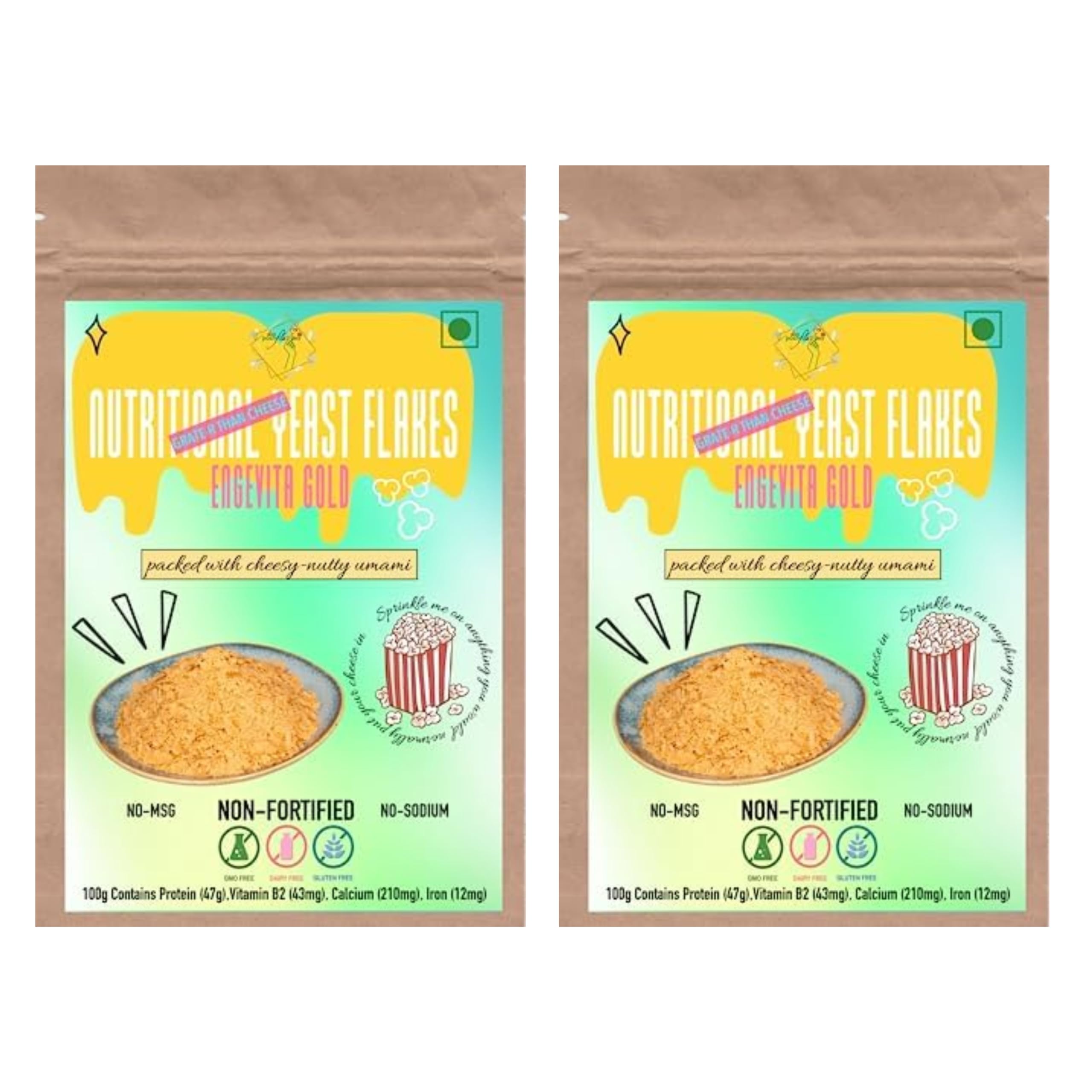 Alla's Posh Flavors™ Nutritional Yeast Flakes | Vegan | Gluten-Free | Soy-Free | Unfortified | Imported from Europe | (100g x Pack of 2)