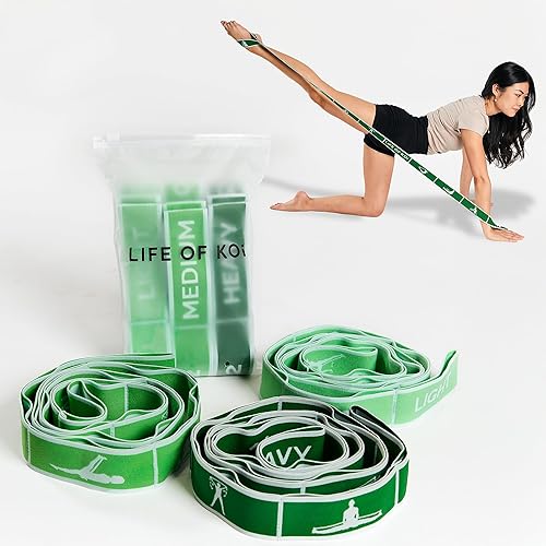 Juego de 3 correas elásticas con bucles para yoga, pilates, danza, terapia física, 3 bandas de resistencia, bandas elásticas para ejercicio,