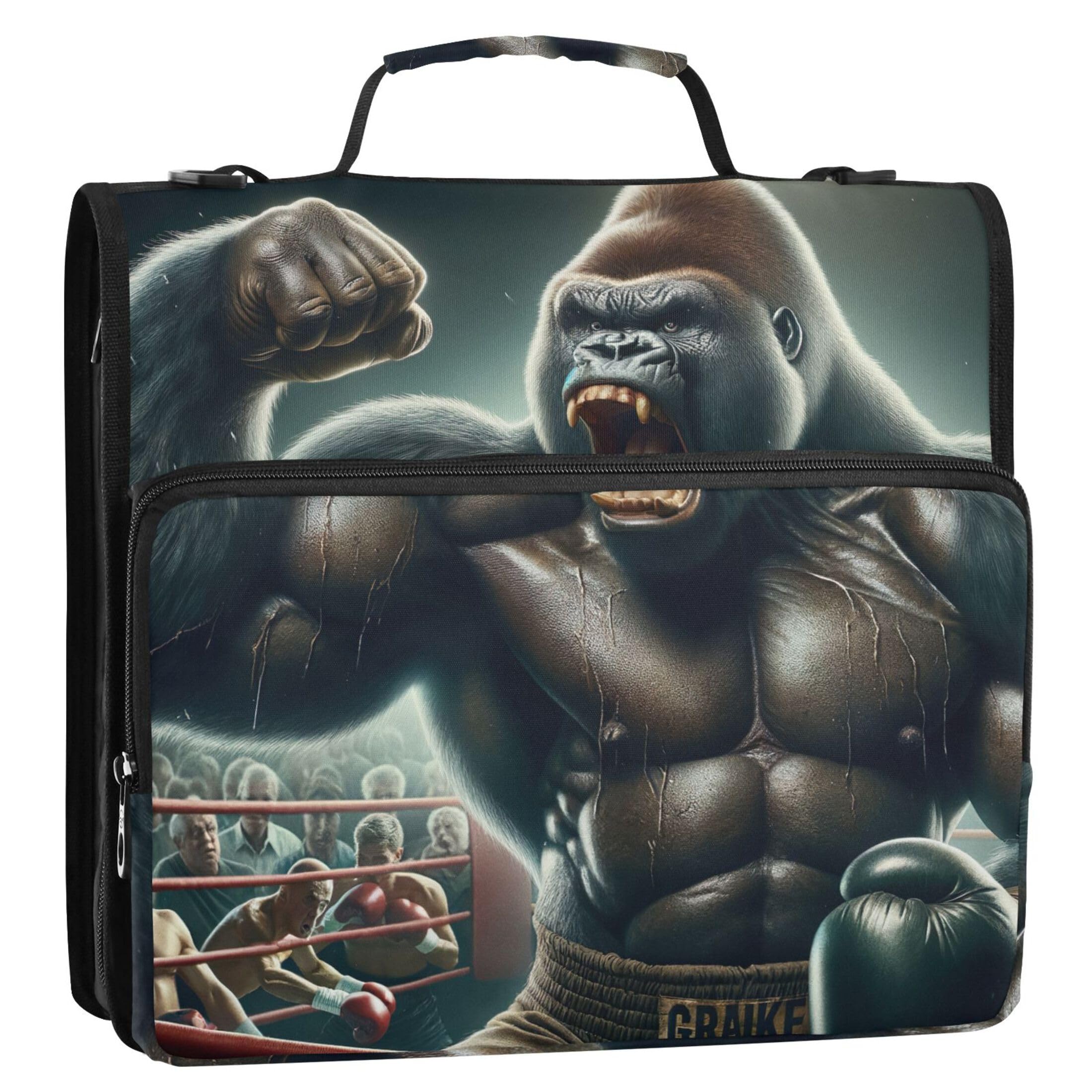 KO Gorilla Binder Zipper Organizer 1 1/2 Inch Binders 3 Ring School Binders Bag with Shoulder Strap Portfolio Hold 500 Sheets Holder