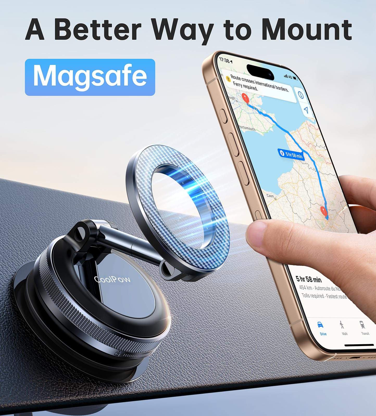 Coolpow Newest Vacuum Magnetic Phone Holder for Car Phone Holder Mount Movable Vacuum Suction carmount 2 0 Magsafe — view 11
