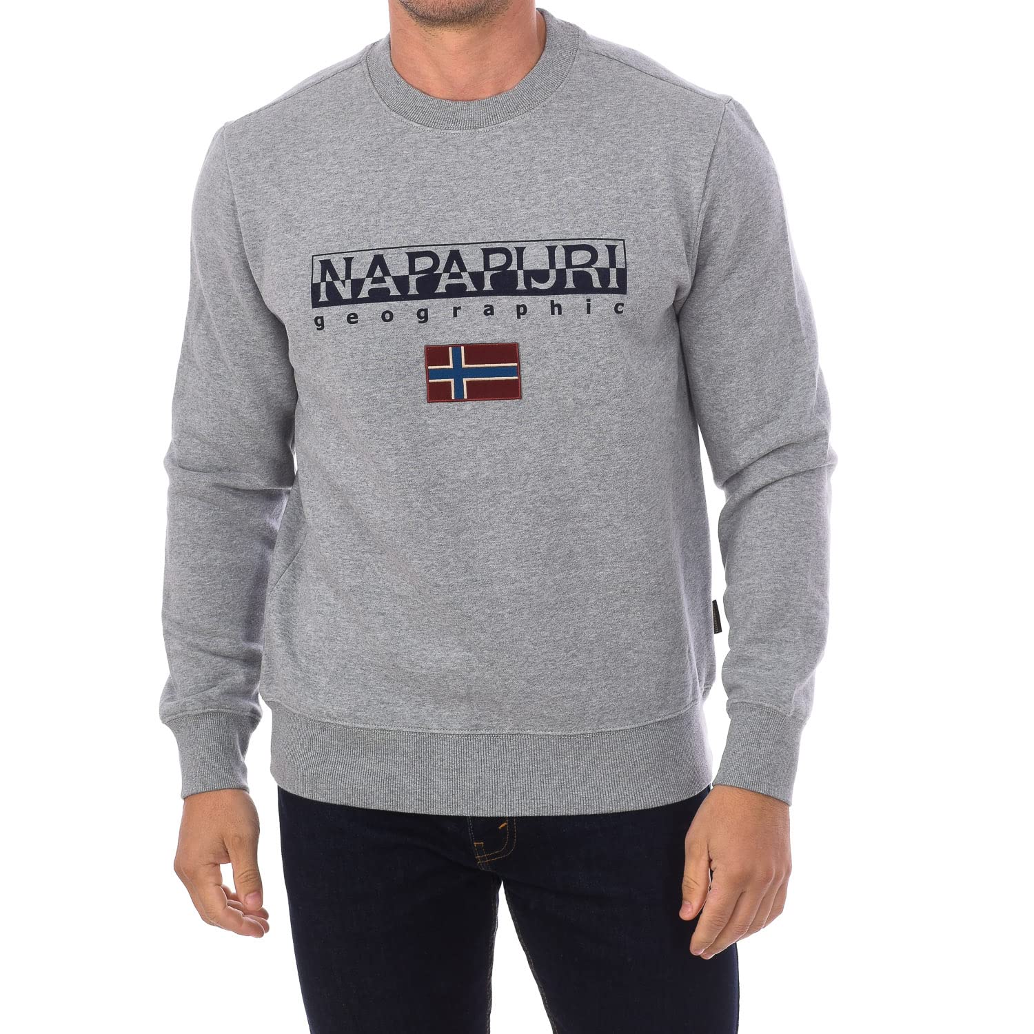 Napapijri Gray Sweatshirts, Male, M, Sweatshirts