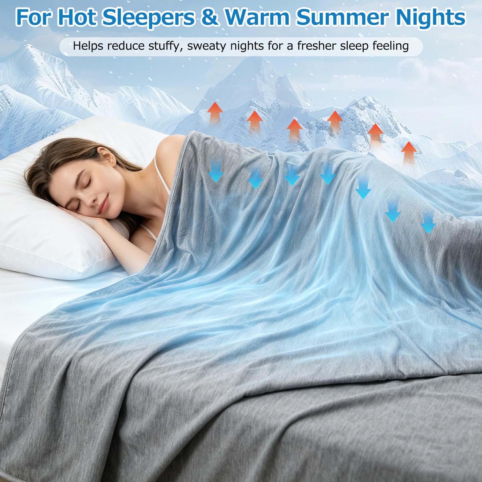 Kühldecke 220×240 cm für heiße Nächte – Leichte, doppelseitige Sommerdecke ohne Strom, atmungsaktiv & hautfreundlich für kühlen, erholsamen Schlaf