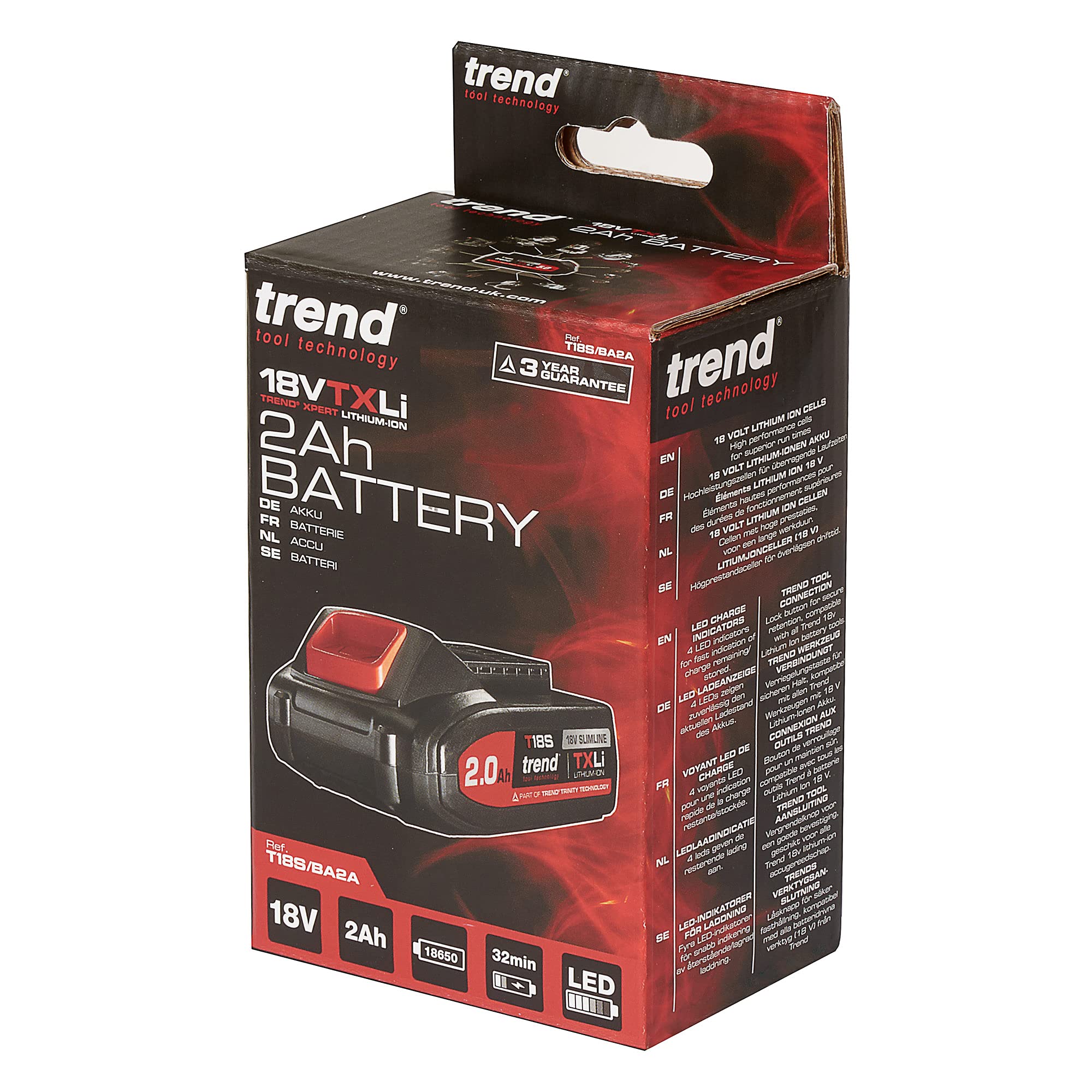 Trend Batteria 18 V 2 Ah TXLI, adatta alla gamma cordless T18S, T18S/BA2A