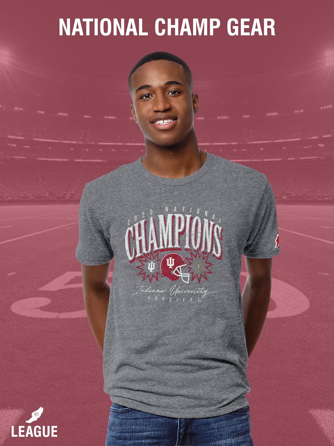 League NCAA Indiana Hoosiers CFP National Champions Victory Falls Men's Short Sleeve Triblend T-Shirt