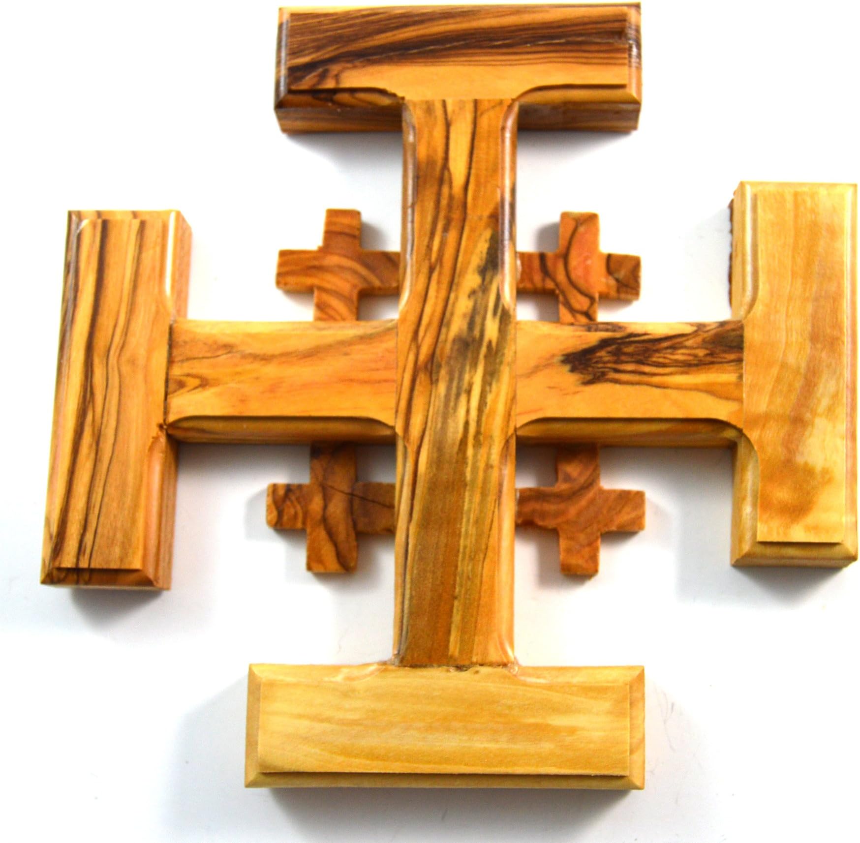 Holy Land Hand Carved Olive Wood Jerusalem Cross Ornament Wall Crosses Gift from Israel 6 inches