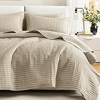 Vista 33 de Comfort Spaces Juego de edredón de tamaño King extragrande de color marfil de 120 x 118 pulgadas, colcha acolchada de verano de microfibra ligera