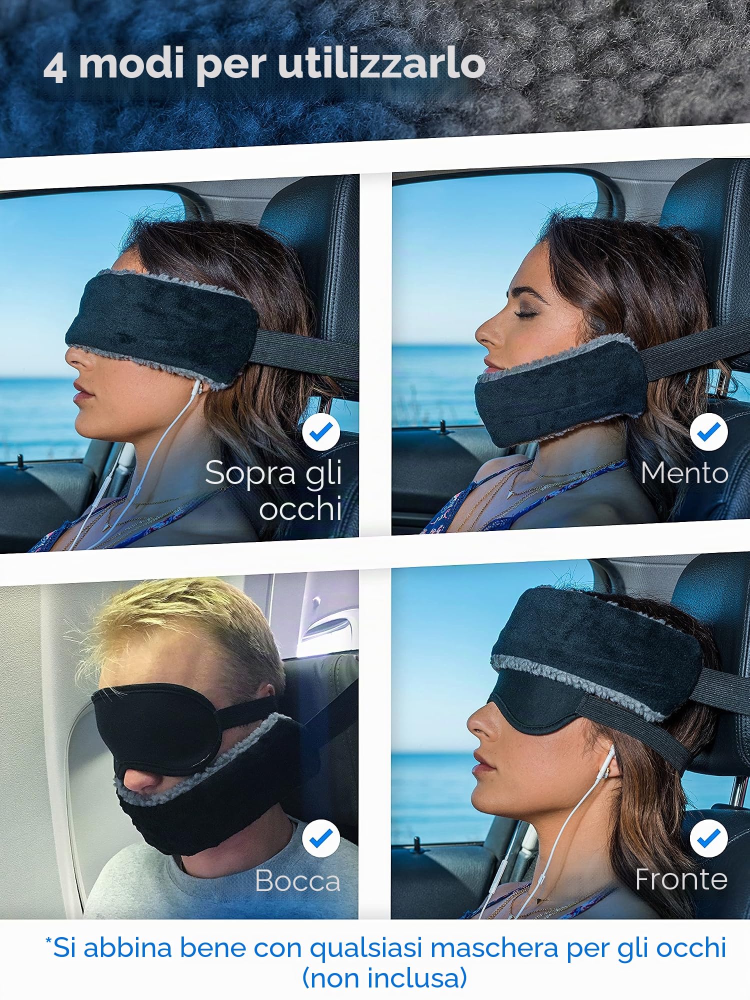 SeatSleeper L'alternativa al cuscino da viaggio che impedisce il dondolio della testa – Cinghie per la testa dell'aereo e fascia di supporto per la testa dell'auto ideale per viaggiare in posizione