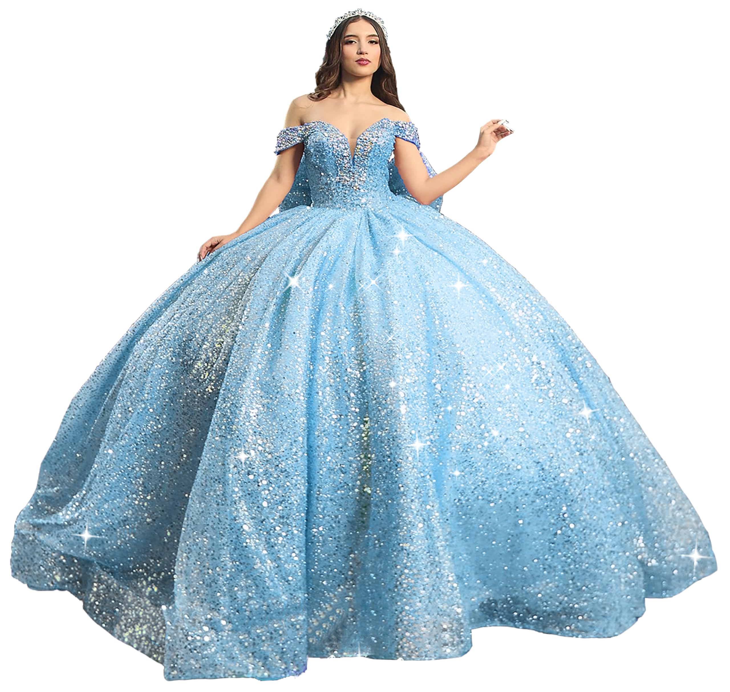 Sparkly Quinceanera Dresses Ball Gown with Big Bow Diamonds XV Dress Sequin Prom Dresses