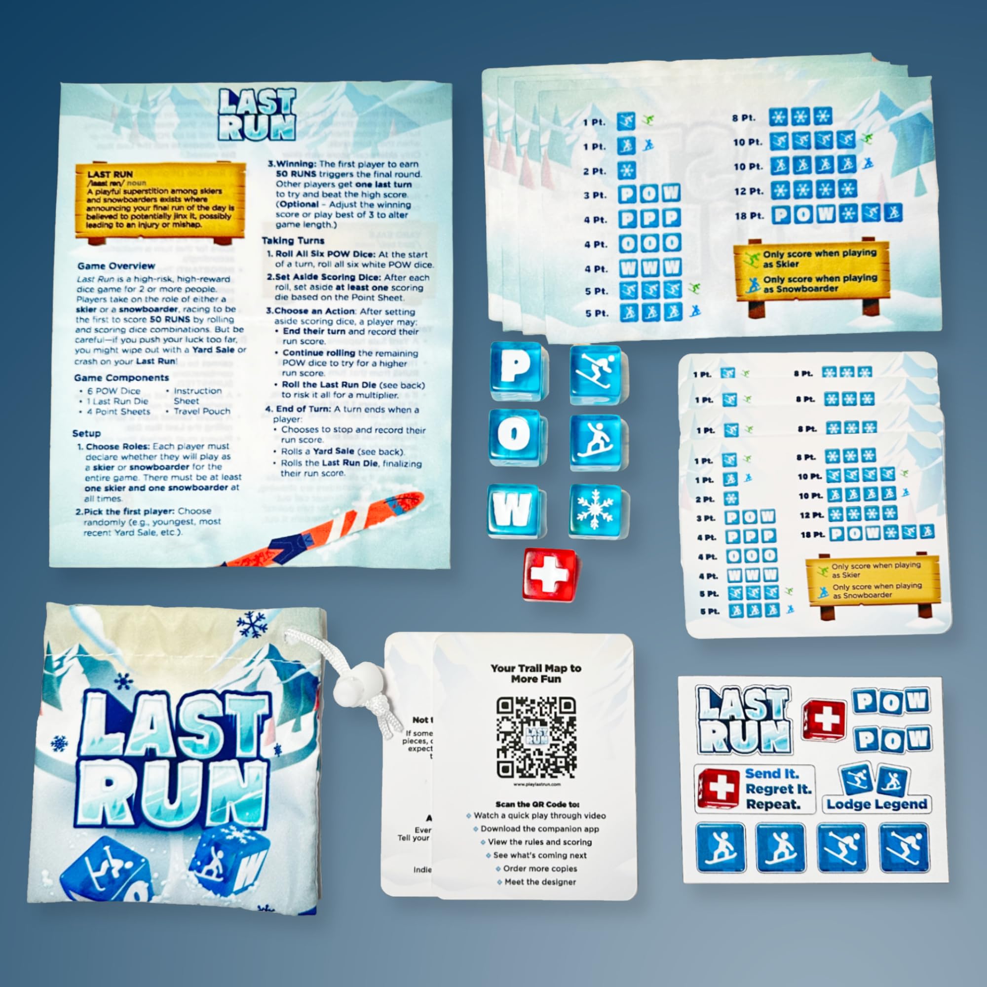 LAST RUN – Fast-Paced Family Dice Game | 2-6 Players | Ski Gift Travel Game for Skiers & Snowboarders | Après Ski & Friends Game Nights | 8+