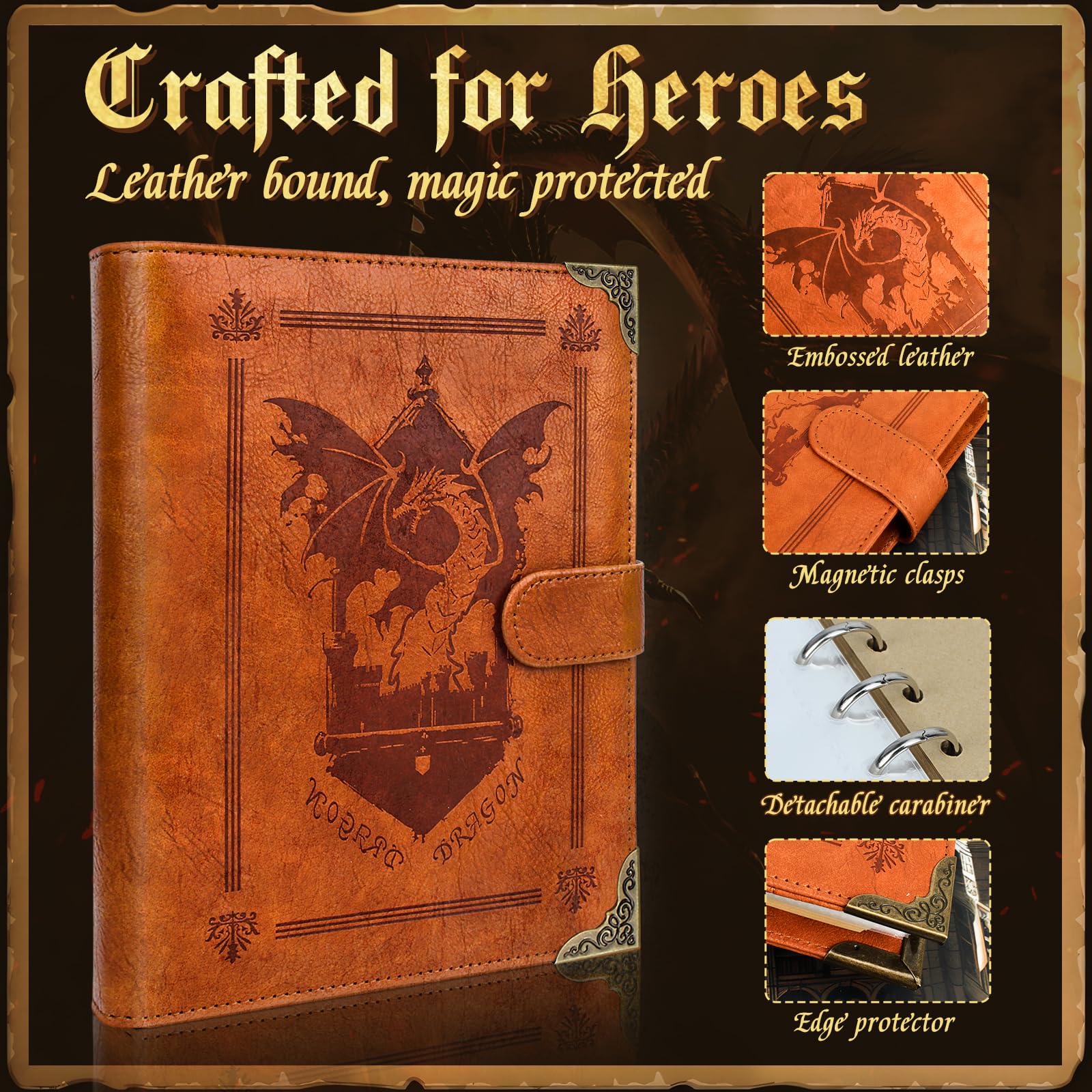Portatarjetas de hechizo para DnD/RPG, libro de hechizos de bolsillo, Foliant of Recollection TTRPG, accesorio de juego para principiantes y maestros, con 40