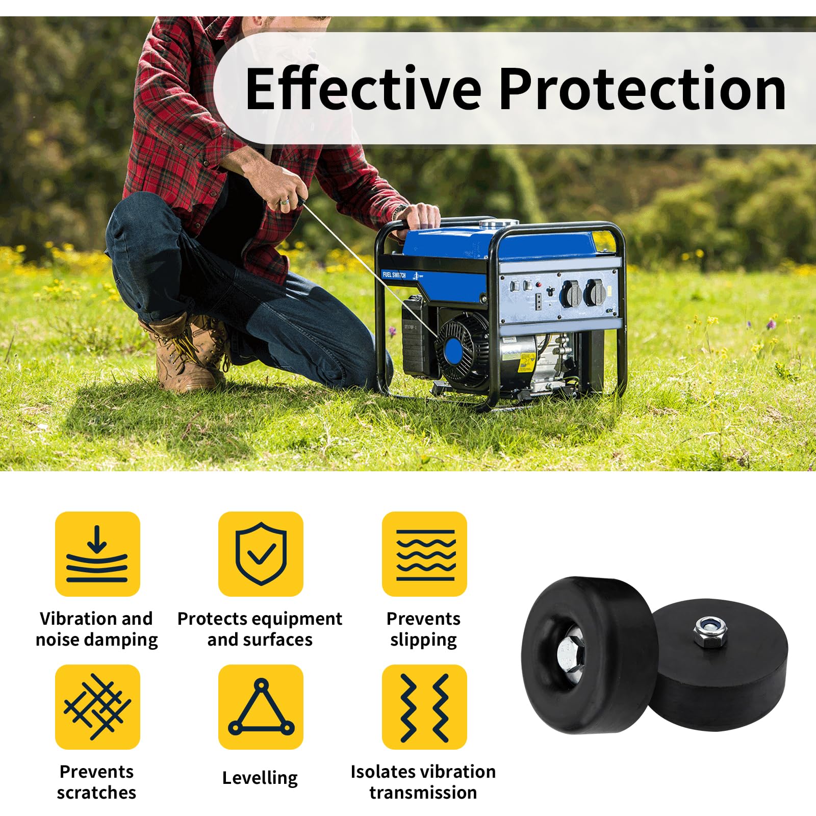 Anti Vibration Rubber Feet - Reduce Noise & Protect Equipment -6