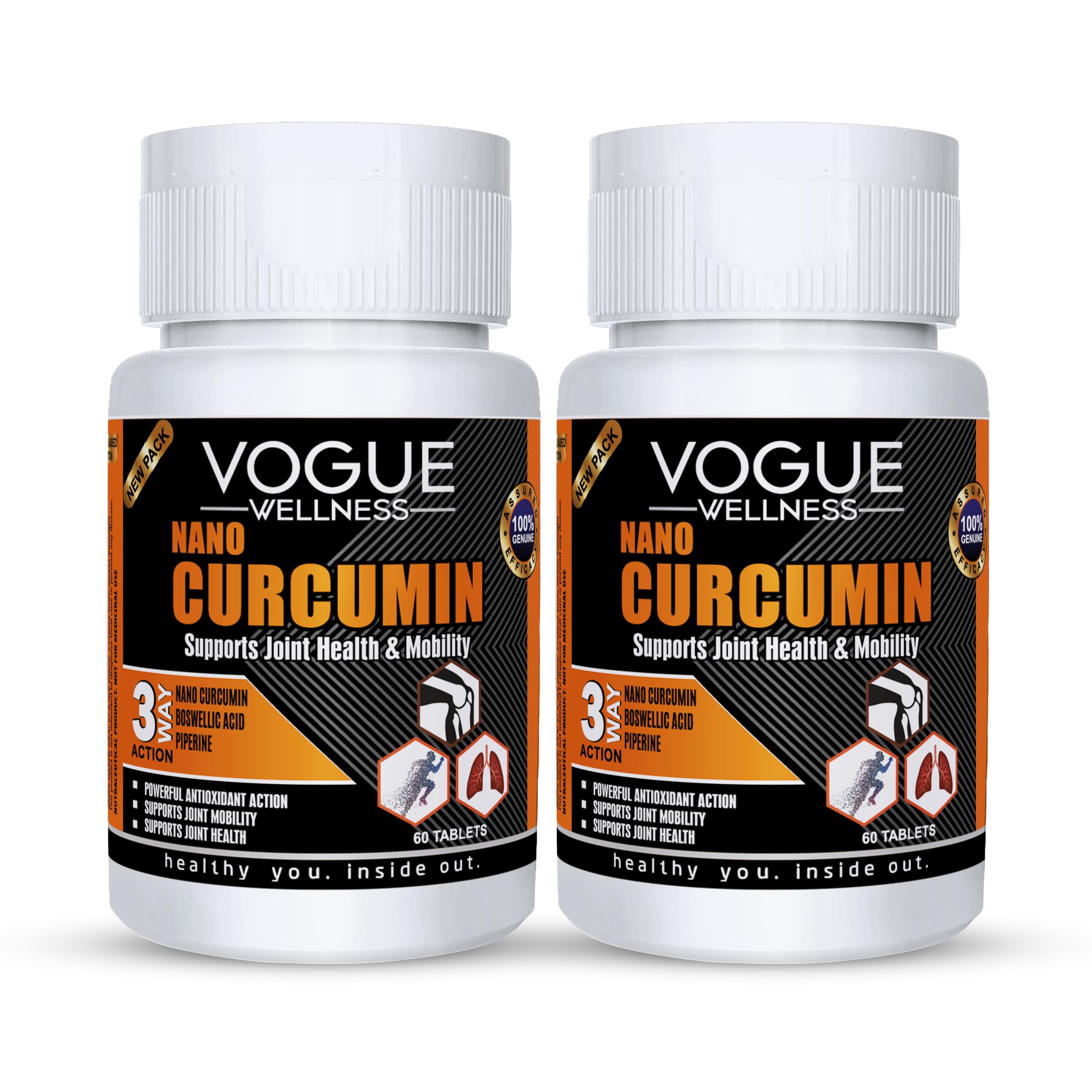 Vogue Wellness Nano Curcumin Tablets support in Digestion, Boost Immunity & Joint Pain Pack Of 2 (60 X 2-120 Tablets)-image-49