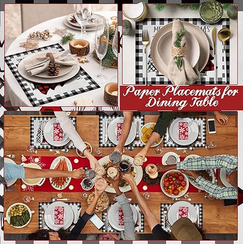 Miniatura 6 de Umigy 60 manteles individuales de papel para cena de Navidad de 10.24 x 14.57 pulgadas, manteles individuales desechables de árbol, manteles