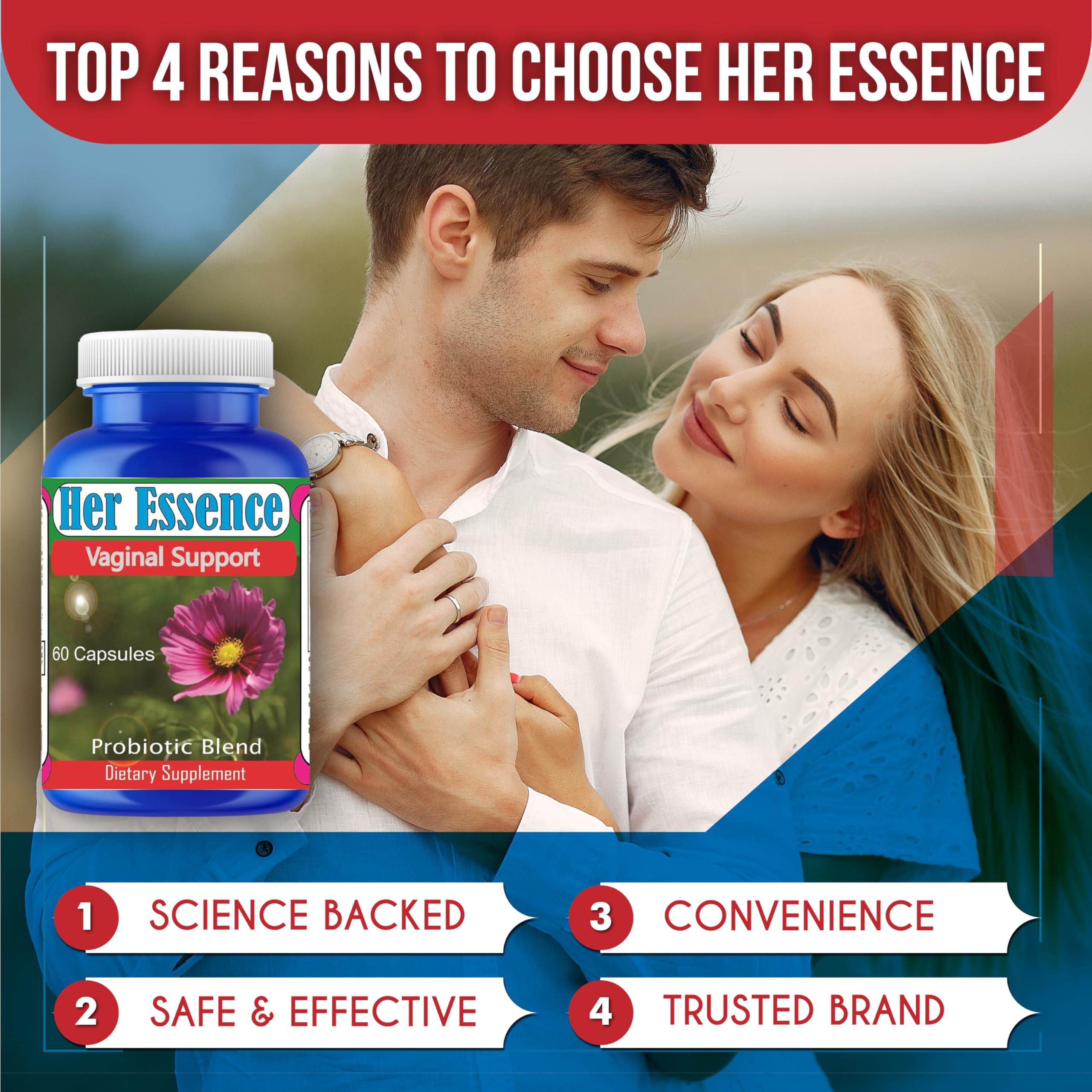 Celebrity LifeStyle Product Her Essense Probiotics for Women – Vaginal ph Balance, Digestive & Urinary Tract Balance – Daily Feminine Care Gut Health for Women Probiotic Supplement – 60 Capsules