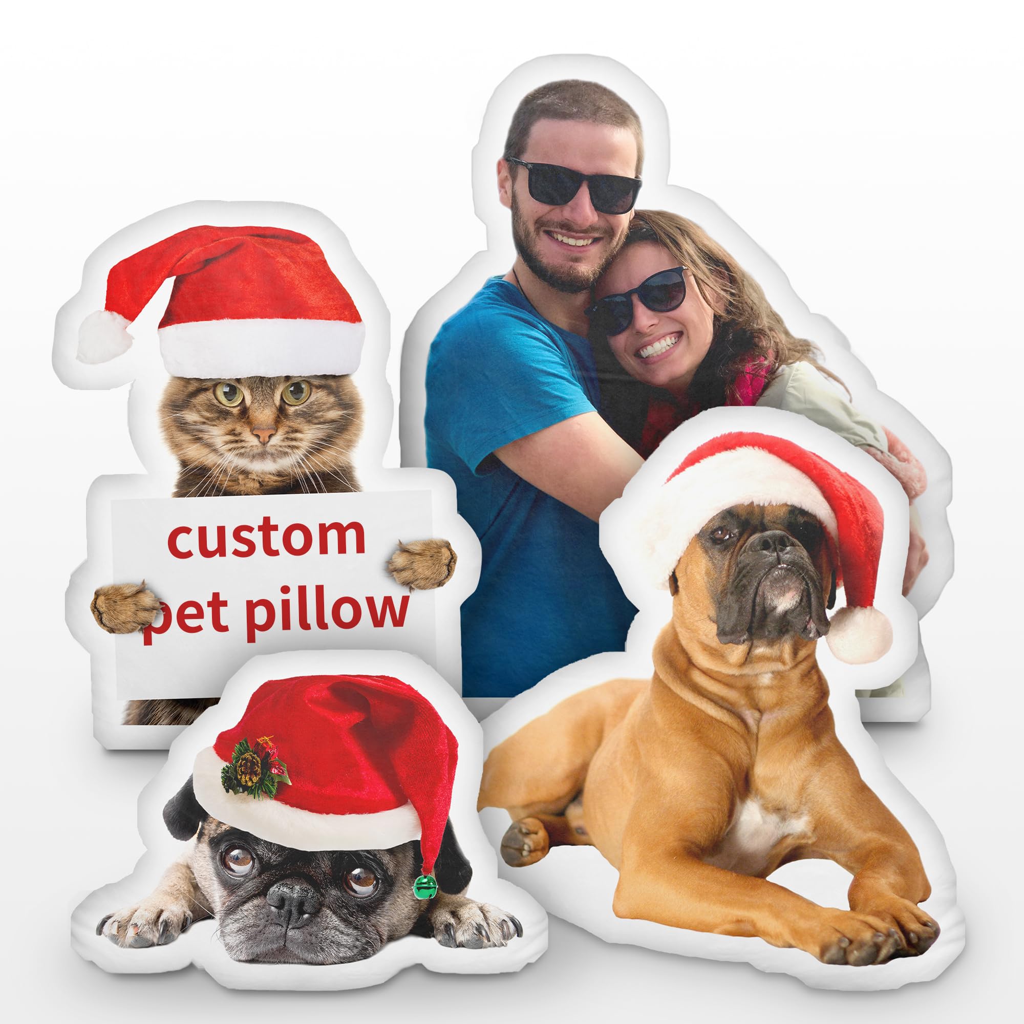 Custom Pet Pillow, Personalized Pillow Shaped Looks Like Your Pet Dog Cat Face, Customized Picture Pillows Birthday Memorial Gift (16inch)
