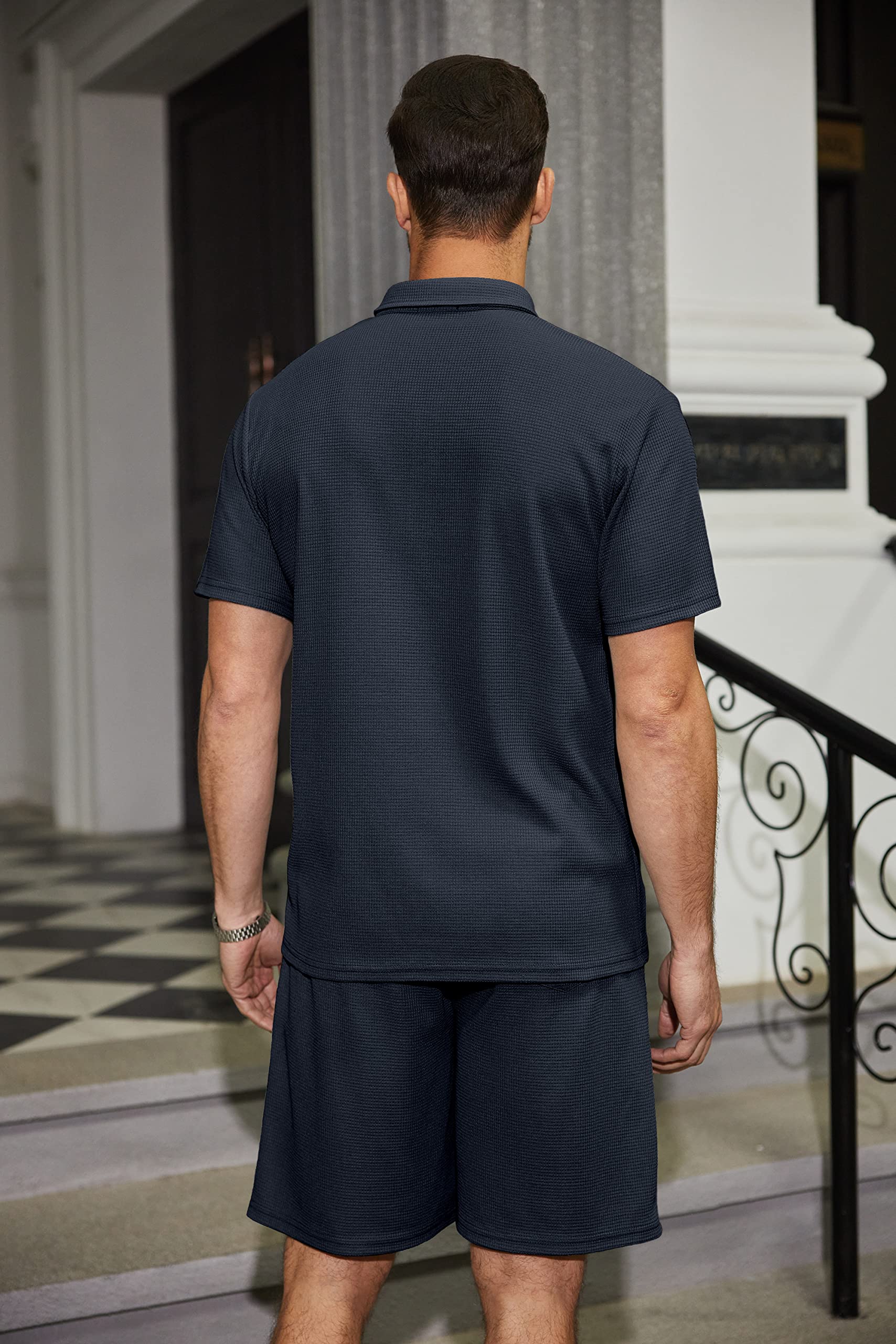 COOFANDY Set da uomo composto da polo e pantaloncini, 2 pezzi, estivo, casual, con tasche