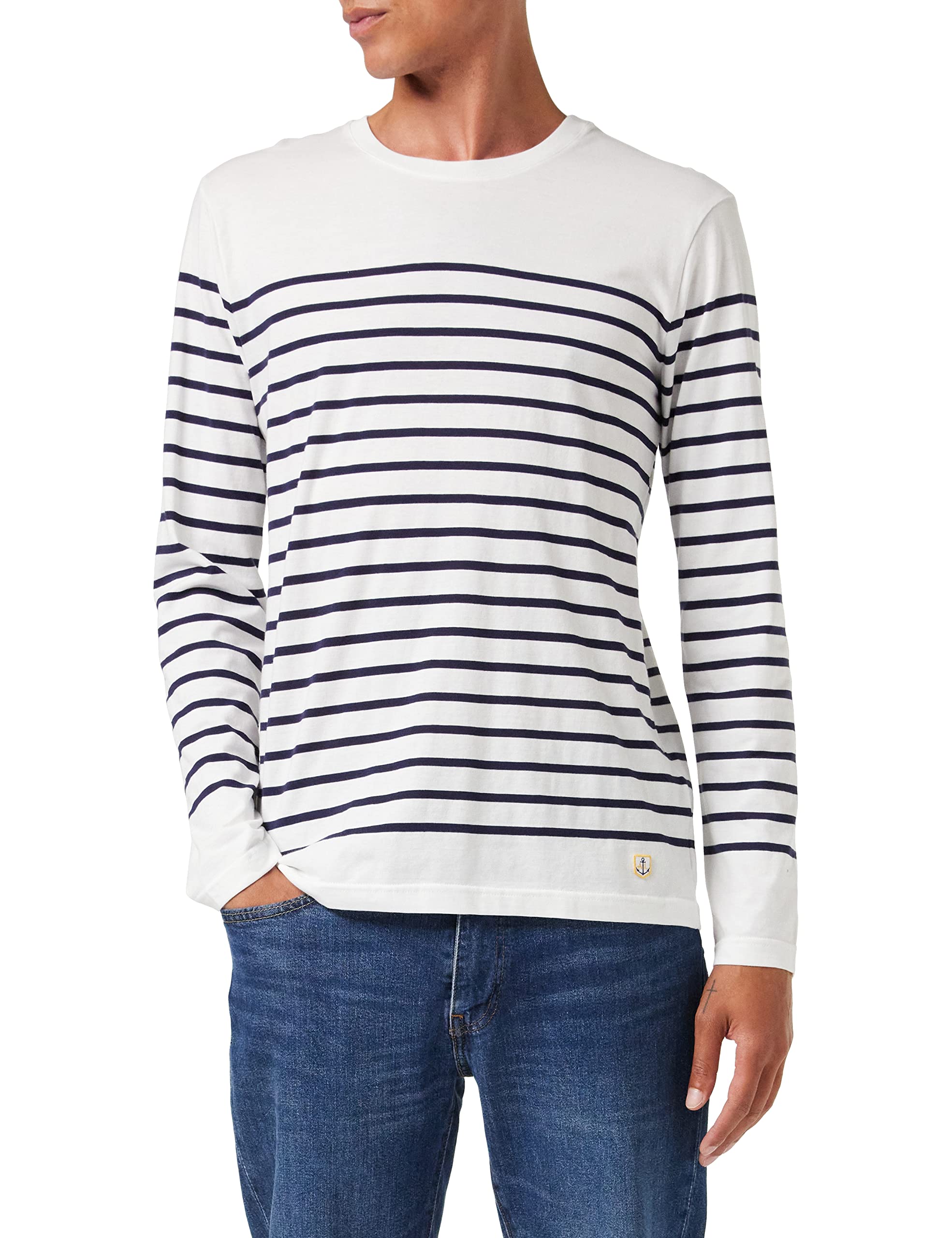 Armor Lux Men's Marinière Port-Louis Héritage Homme Long Sleeve Top, White (400 Blanc/Navire 400), XXX-Large