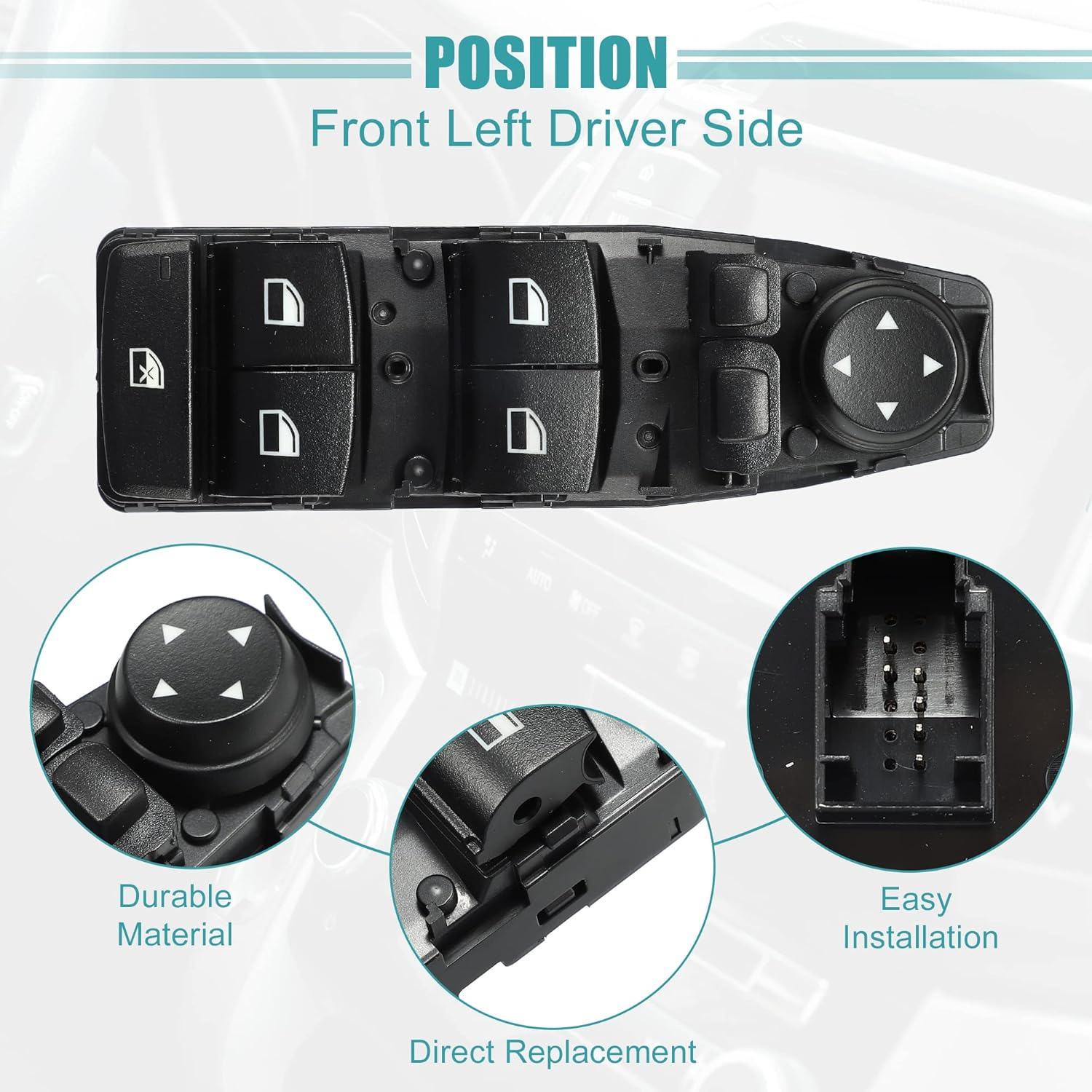 ACROPIX Front Left Driver Side Master Power Window Switch Fit for BMW 528i XDrive M5 X3 No.61319241955 - Pack of 1 Black