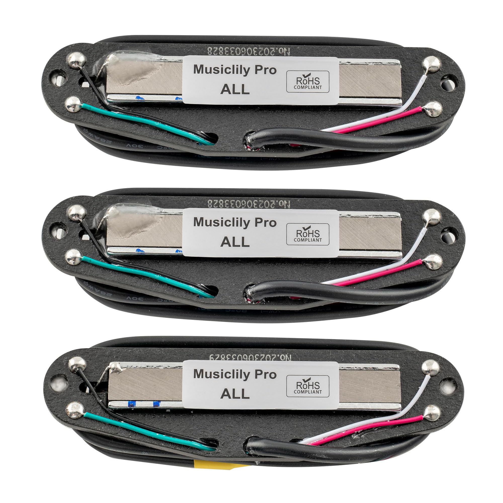 Musiclily Pro ST-DPHA Alnico 5 Dual Single Coil Sized Humbucker Super Distortion Neck Middle Bridge Pickups Set for Strat Style Electric Guitar Black Body Chrome Rail - Image 4