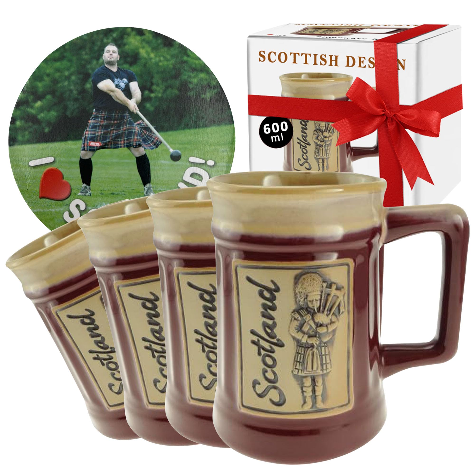 Tasses à bière Scotland Heritage en grès 600 ml pour garder vos boissons fraîches