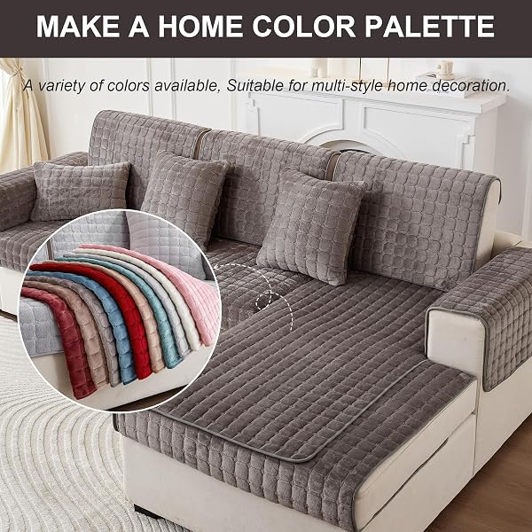 SHANNA Flanell Sofabezug 1 2 3 4 Sitzer Sofabezüge Couch Überzug L Form Ecksofa Sofa Couch Überwurfdecke, Sofahusse Sofaüberwürfe rutschfest Sofa Abdeckung (Braun, 70 * 150cm Stückweise Verkauft) - 5