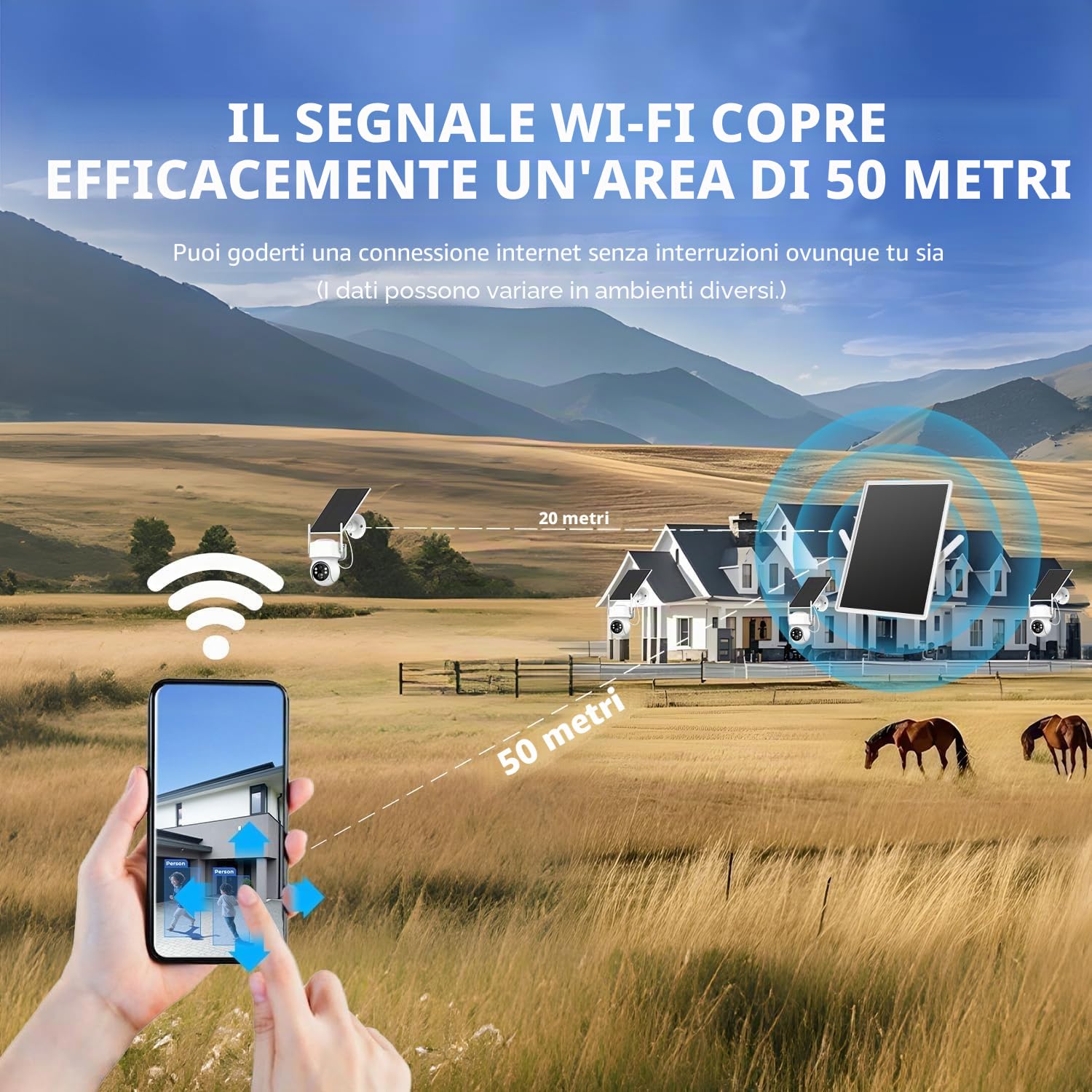 Router Solare 4G LTE Hotspot WiFi 2.4Ghz Punto di Accesso Wireless VSIM e Slot per Scheda SIM Batteria Integrata da 26000mAh IP66 Impermeabile per Esterni per Telecamera di Sicurezza