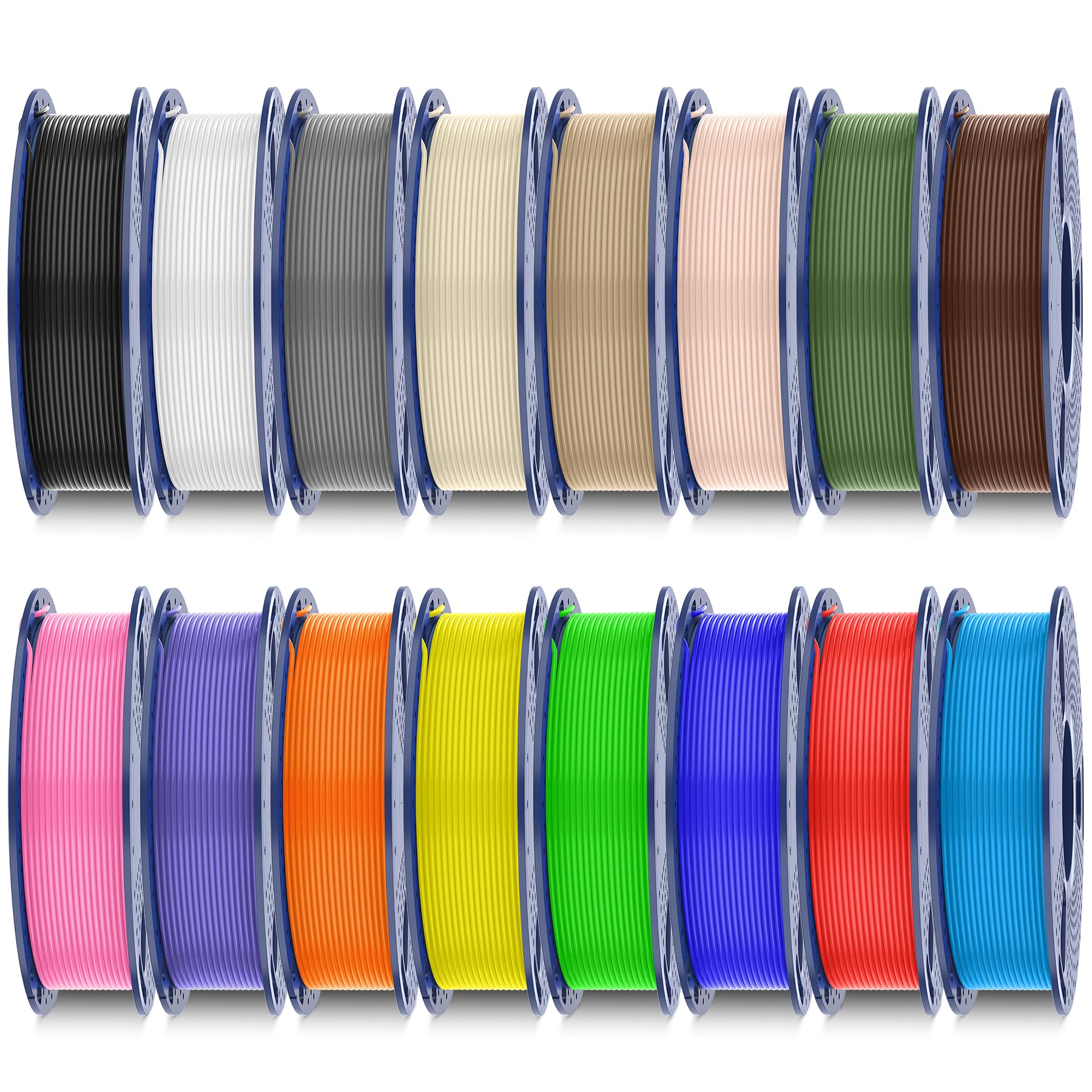 SUNLU PLA+ 3D Printer Filament, 16 Color Bundle Multicolor, 1.75mm | 0.25kg Mini Spools Multicolor PLA Plus Set, Individually Vacuum Sealed for 3D Printing