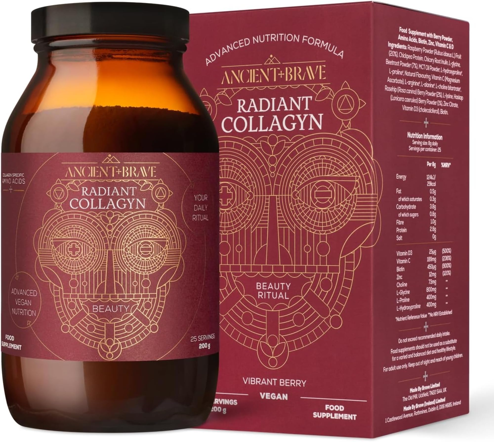 Ancient + Brave Radiant Collagyn Powder 200g |40 Servings | Vegan Collagen