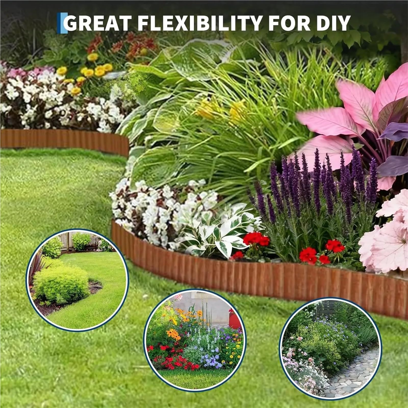 Valla Jardin Exterior Corrugated Garden Edging,Galvanized Steel Border, Landscape Paver Edge For Flower Bed Lawn Raised(10 Inch x 20 FT)