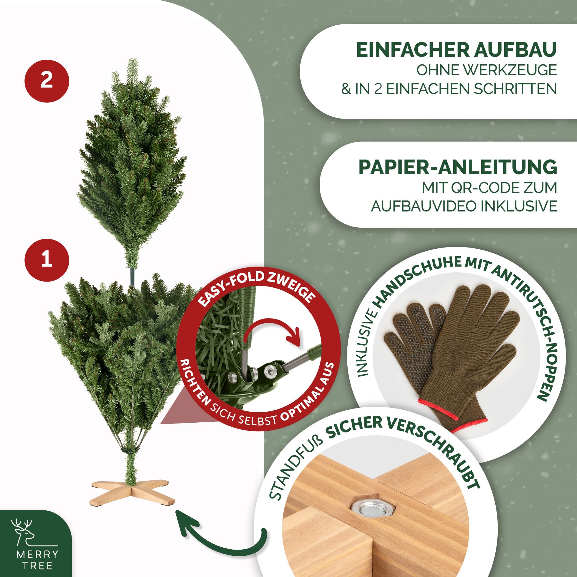 Premium künstlicher Weihnachtsbaum 120cm - kleiner Weihnachtsbaum künstlich aus naturgetreuem PE + PVC - Spritzguss und edlem Holzfuß - Kunst Tannenbaum - Christmas Tree - edler Christbaum