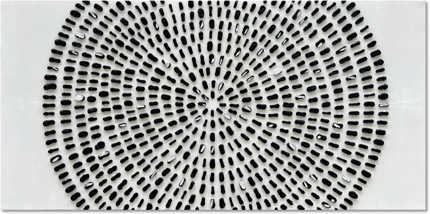 Art 30x60 inch Hand Painted Black and White Abstract Texture Art Oil Painting Large Modern Art Canvas Wall Decoration Painting Yi073