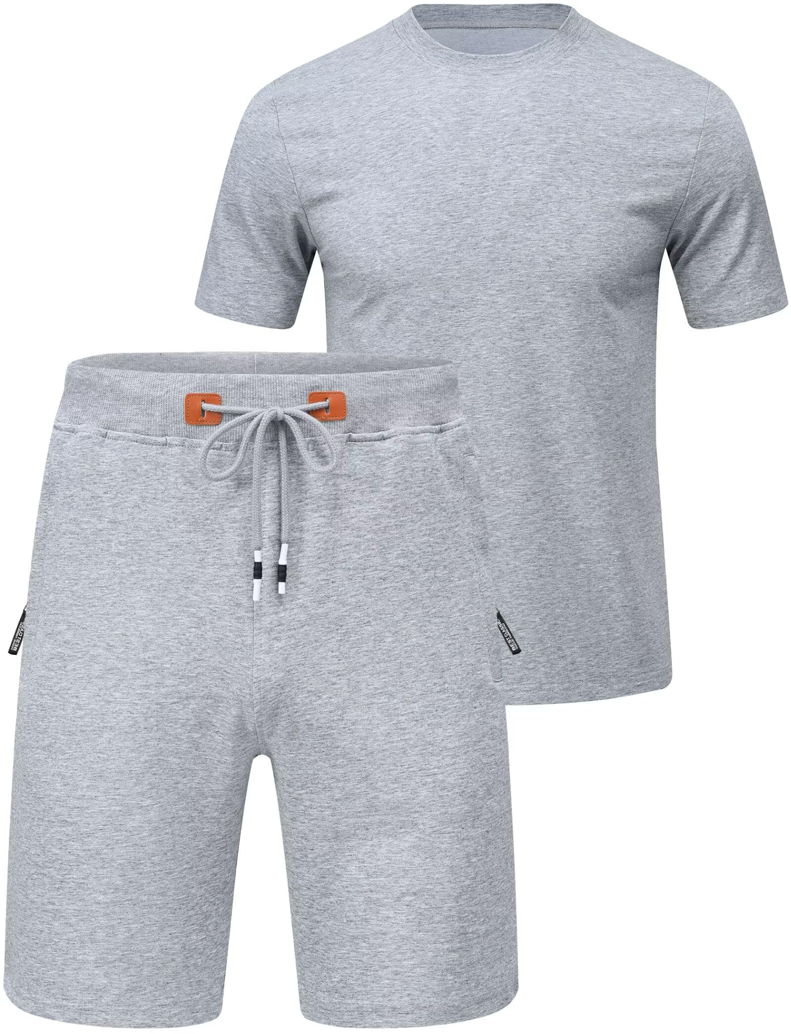 QPNGRP Men's Outfits Zipper Pocket Shorts and T-Shirt 2 Piece Set Sweatsuit
