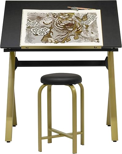 SD STUDIO DESIGNS Stellar - Mesa de dibujo y manualidades de 36 pulgadas de ancho con parte superior ajustable y taburete acolchado, color