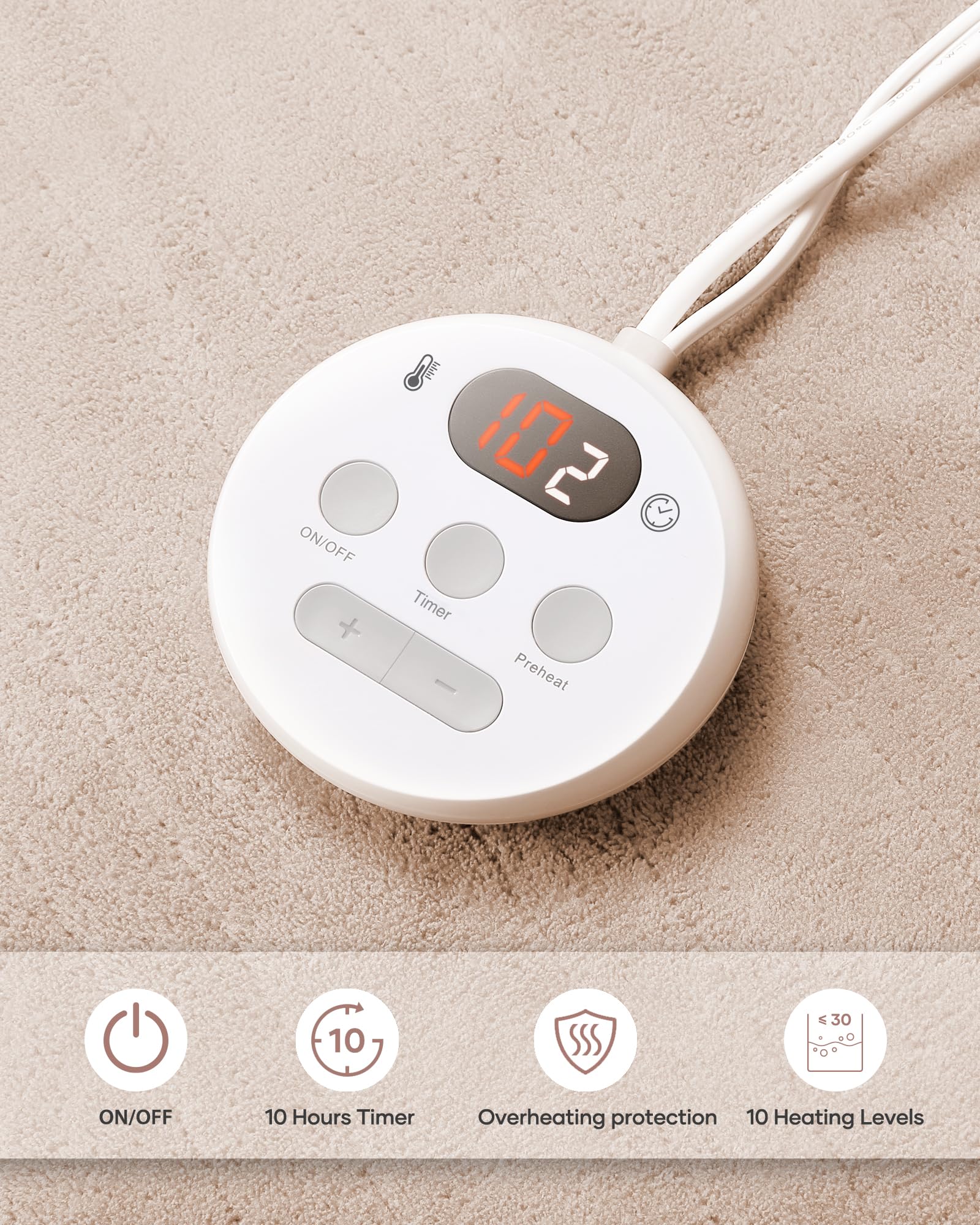 Heated Mattress Pad Twin Size Comfort Coral Fleece 10 Heating Levels & 10H Auto Shut Off, Electric Bed Warmer Pad with Controllers, Up to 15" Deep Pocket, Machine Washable 1