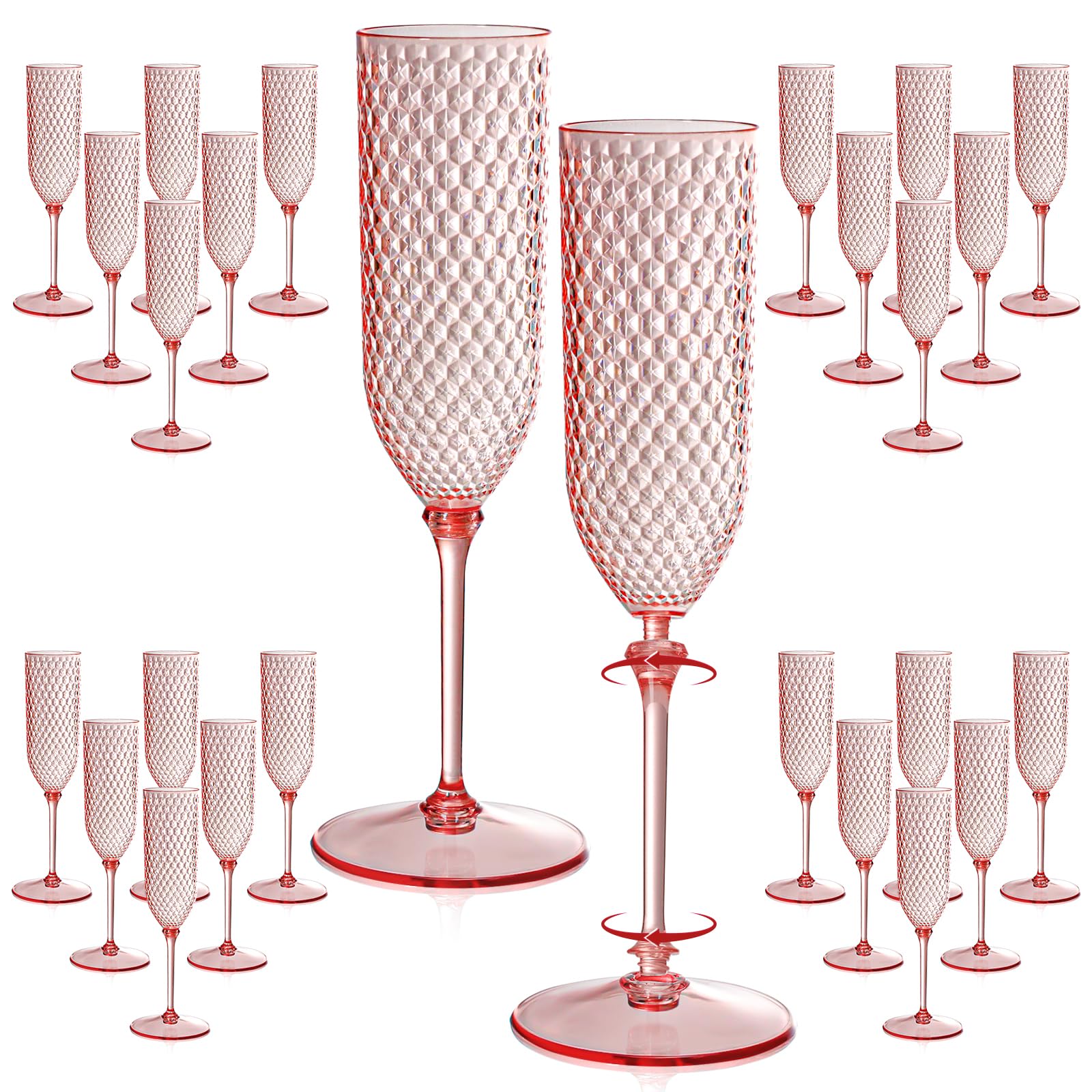 Paquete de 48 copas de champán desmontables de 2 piezas de 5.5 onzas, de plástico irrompible, copas de champán de Mimosa, tazas de champán con tallo reutilizables para brindis de vino para aniversario