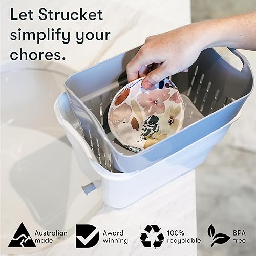 Miniatura 7 de Strucket Mini colador entrelazado y cubo pequeño con drenaje (1 galón). Esenciales para el hogar para cocina, camping, limpieza. Cubocolador para