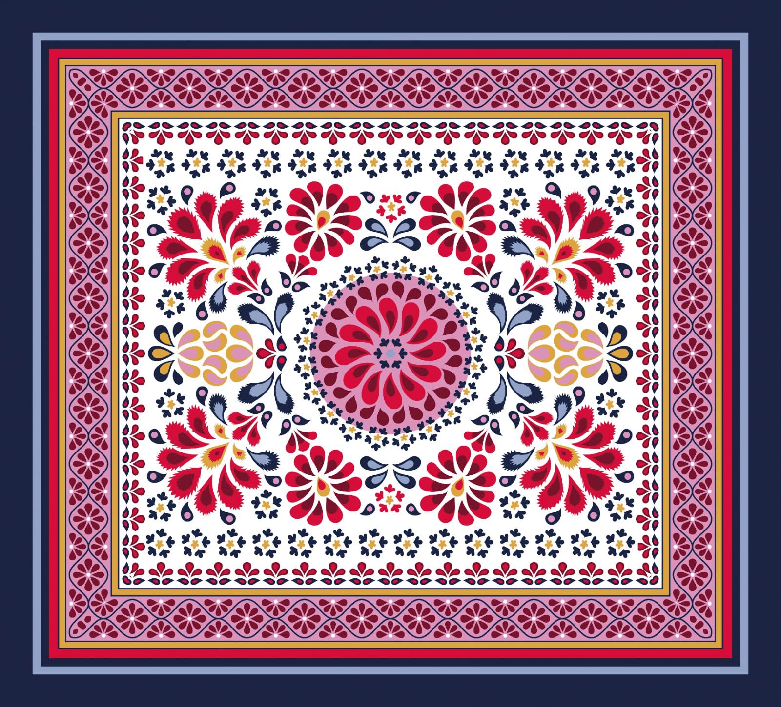 EASY HOME, Arazzo Multiuso, Telo Mare Grande Per Spiaggia, Antisabbia, 210x230 cm, Ideale per Picnic, Yoga o Campeggio, Con Pratici Ganci agli Angoli Per Fissaggio, In Cotone (Fiori 1)