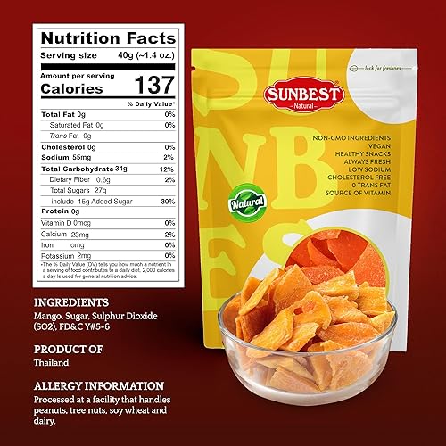 Miniatura 2 de Sunbest Natural - Rebanadas de mango secas, 5 libras - Golosina tropical y jugosa  Rebosante de sabor y alto en antioxidantes