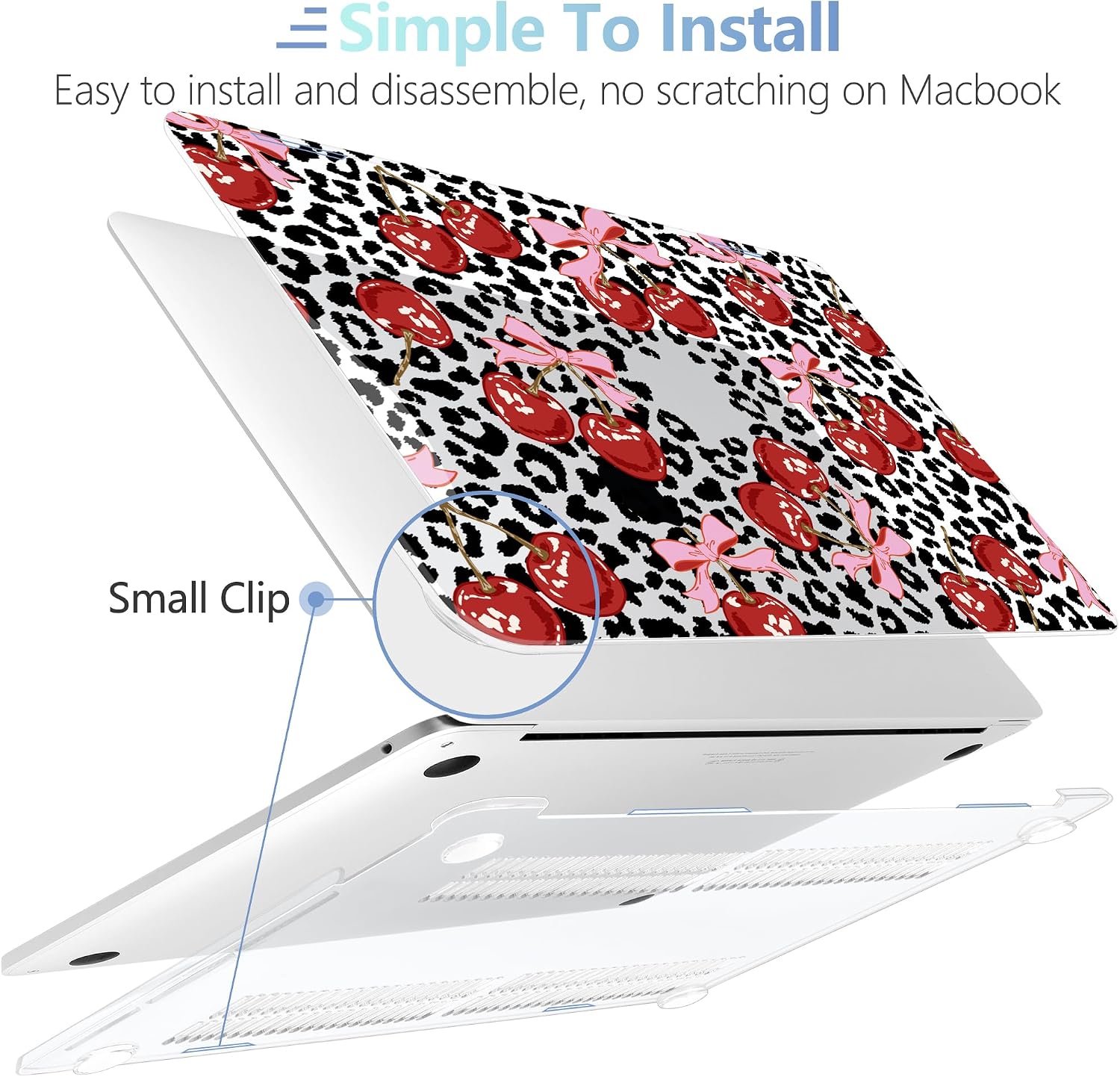 MEEgoodo for MacBook Pro 13 inch Case 2022 2021 2020 A2338 M2/M1 A2251 A2289 with Touch ID,Clear Laptop Hard Shell Cases with Keyboard Webcam Cover & Trackpad Film & Type C Adapter, Leopard & Cherry