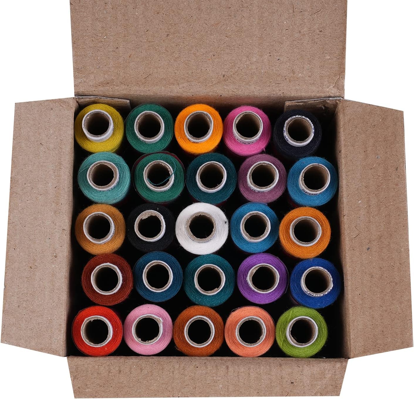 Delta 2 PLY Polyester Sewing Thread Box (300 Meters Each- Set of 25 Tubes) - Multicolored (Dark Shade) Thread Spools