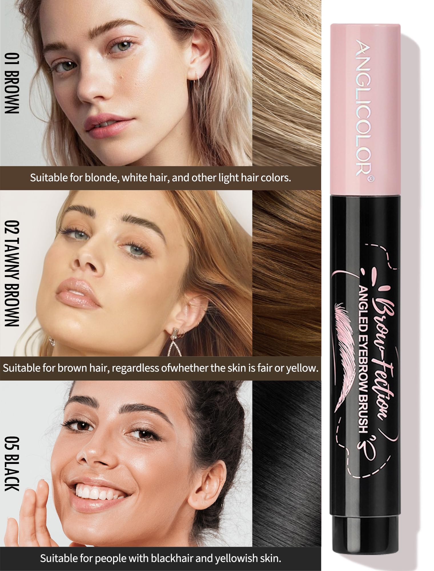 Anglicolor Matita Sopracciglia waterproof,Lunga Duratura Anti-Sbiadimento,Punta Ultra Fine Matita Microblading Effetto Naturale per Trucco Quotidiano,Ufficio,Feste,All'aperto & sport (02 TAWNY BROWN)